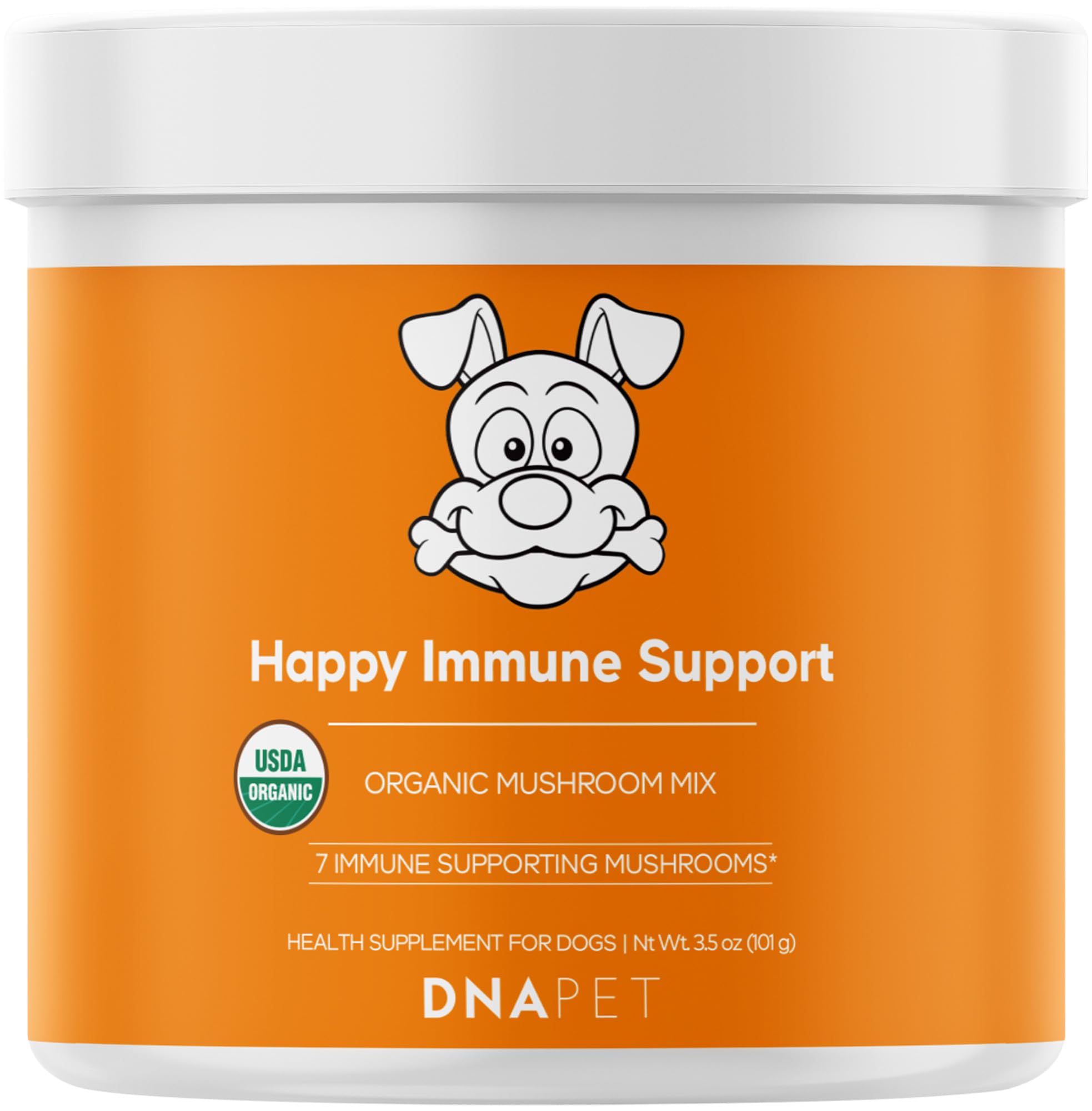DNA PET Happy Immunity, poudre immunité chien, soutien quotidien possible pour le bien-être.