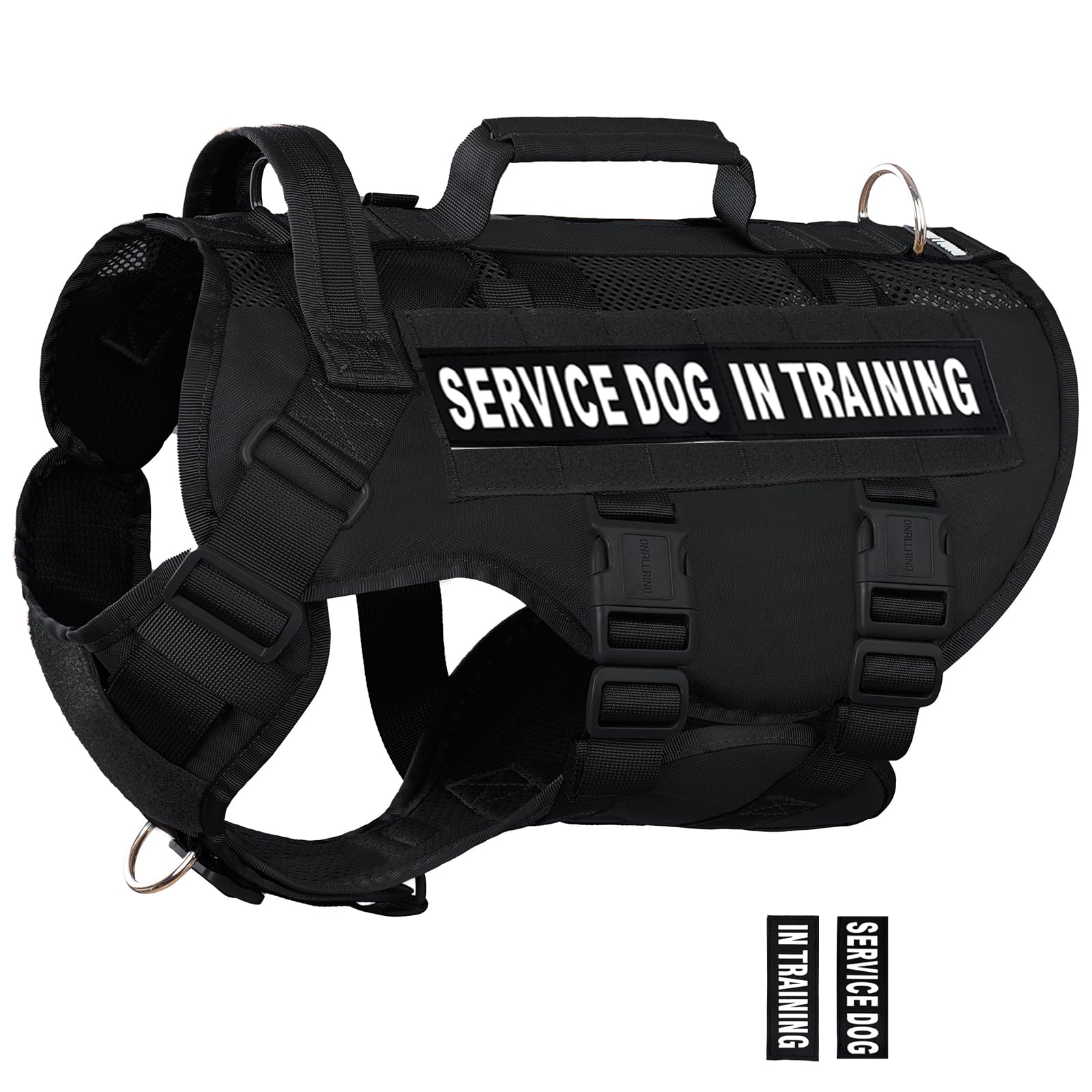Gilet DNALLRINO pour chien de service, vue avant, mesh respirant et confort.