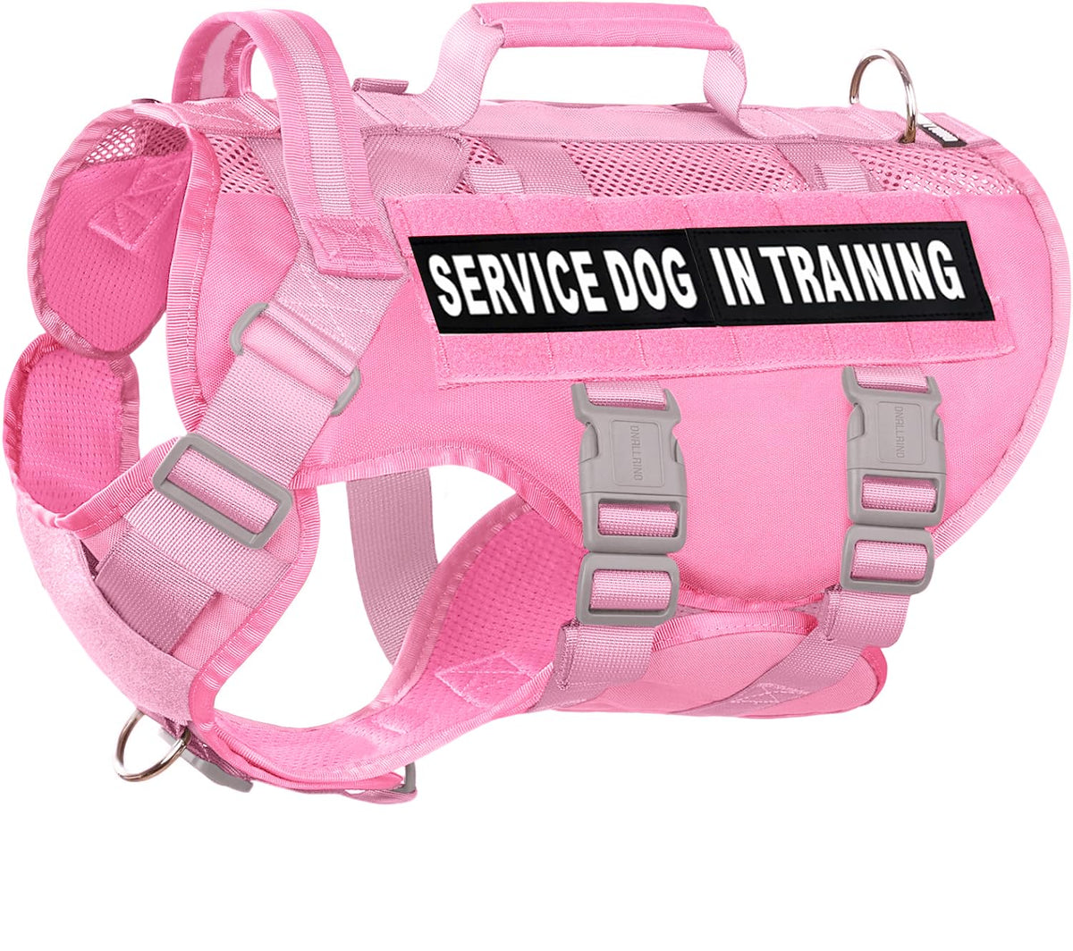 DNALLRINO gilet service chien XL rose avec MOLLE et mesh respirant.