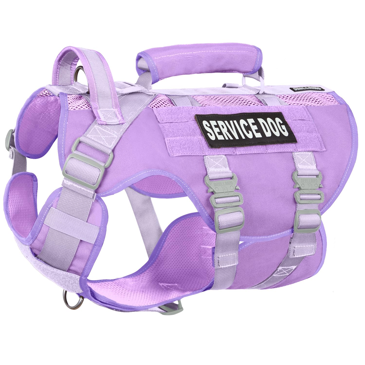 DNALLRINO gilet pour chien d’assistance violet avec harnais MOLLE, léger et robuste.
