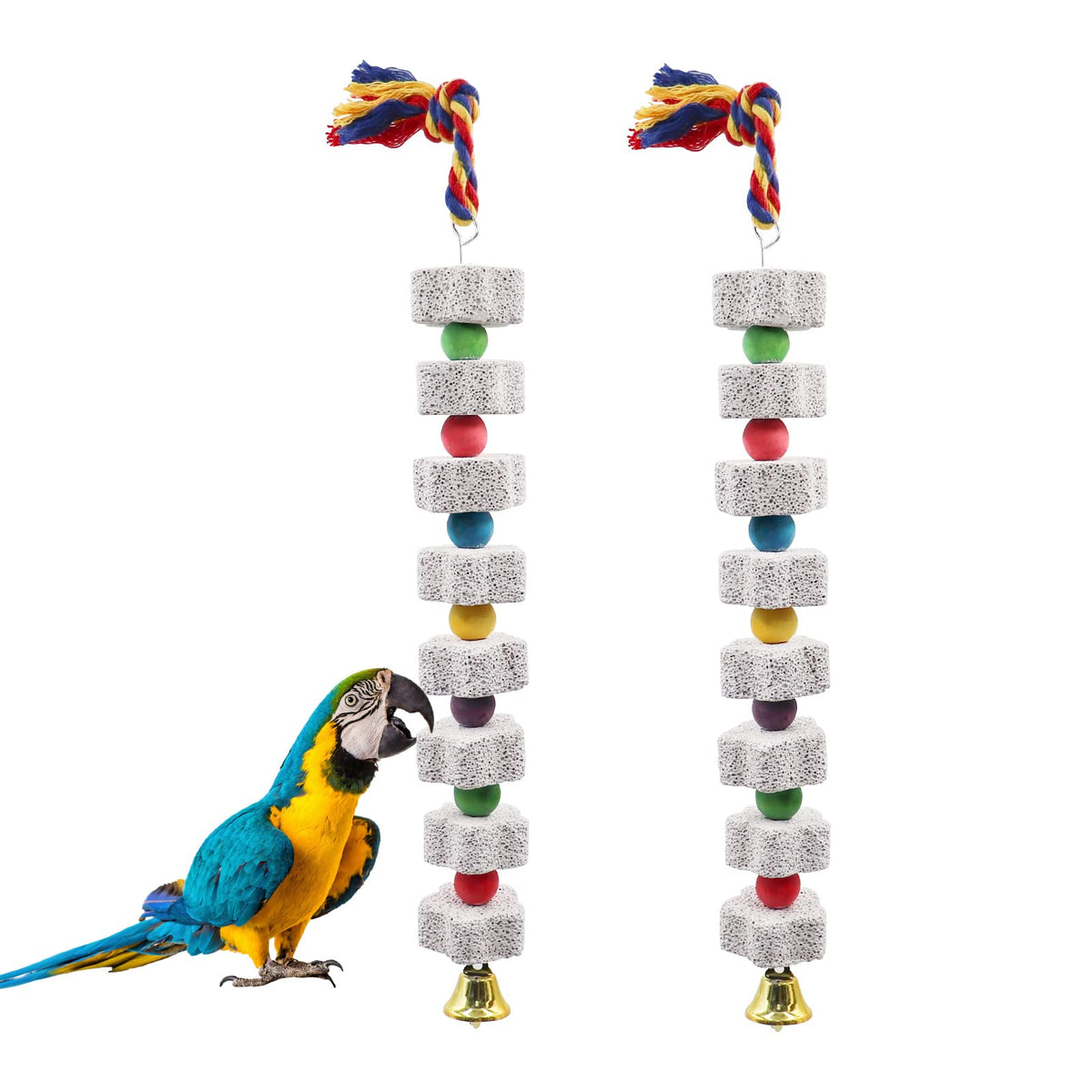 Jouet Dnoifne en pierre calcium 35 cm pour occuper les oiseaux.