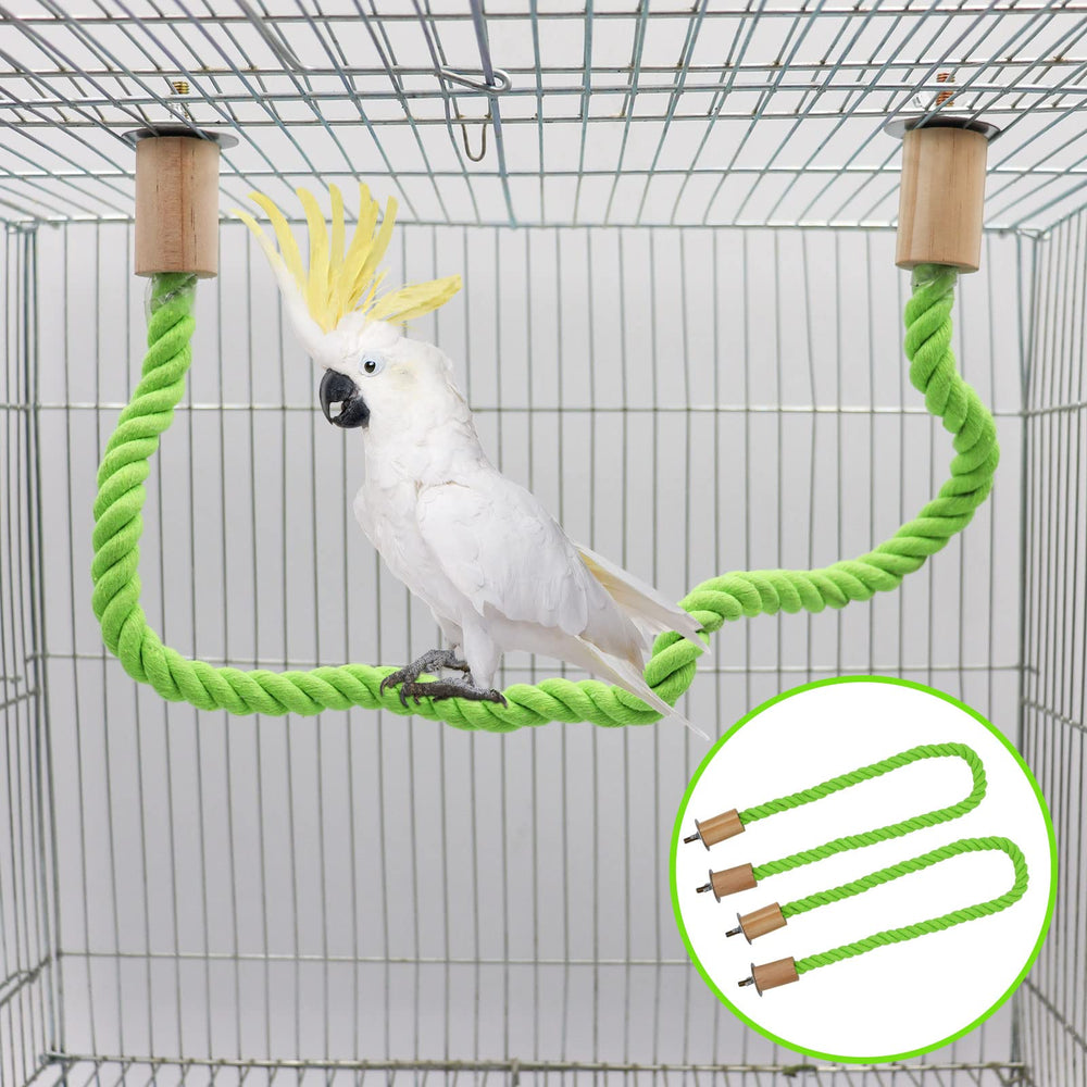 Perche Dnoifne en corde verte pour cage, favorise l'exercice des pattes.