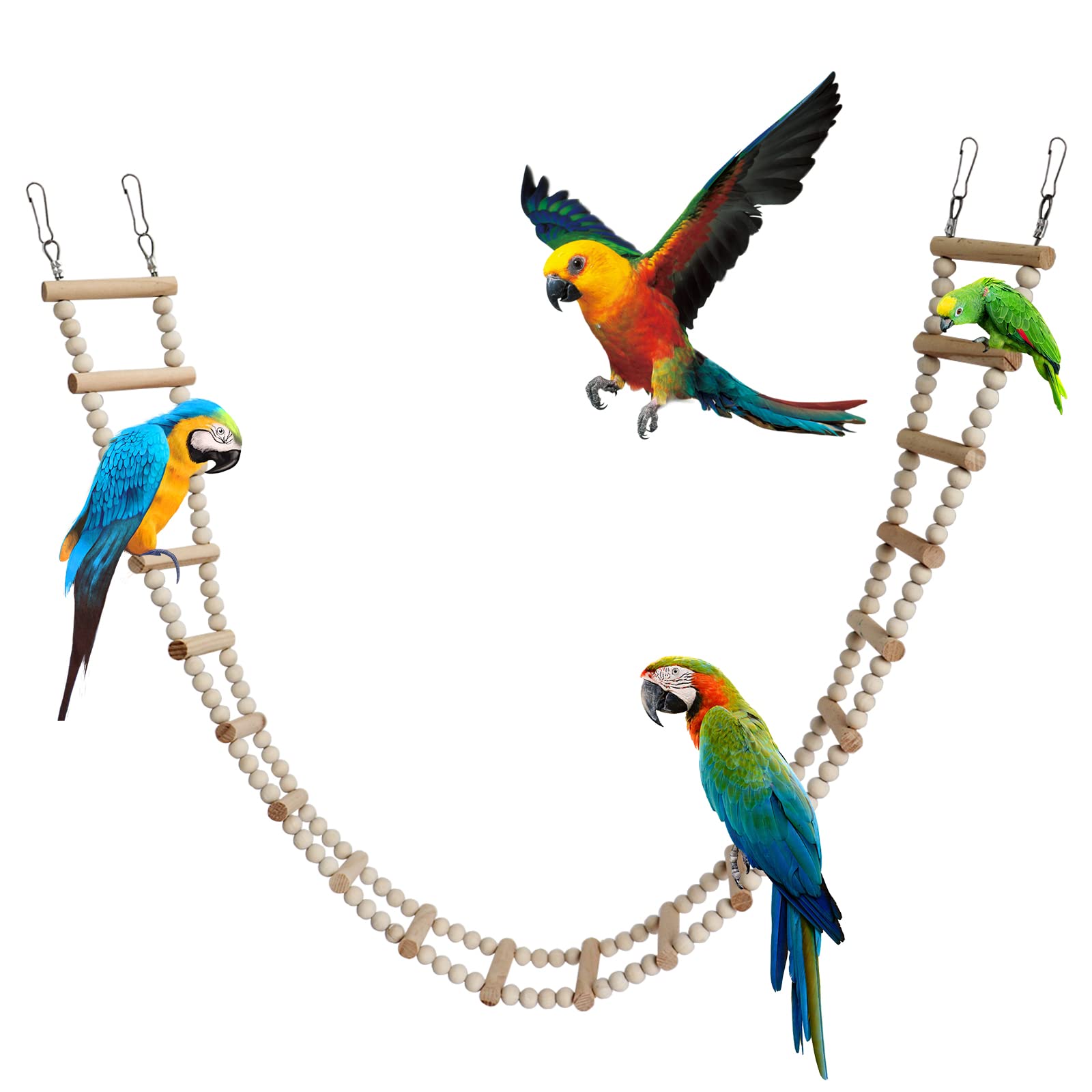 Dnoifne pont-echelle bois pour oiseaux, facilite l'escalade et le jeu en cage.