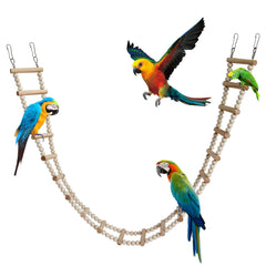 Dnoifne pont-echelle bois pour oiseaux, facilite l'escalade et le jeu en cage.