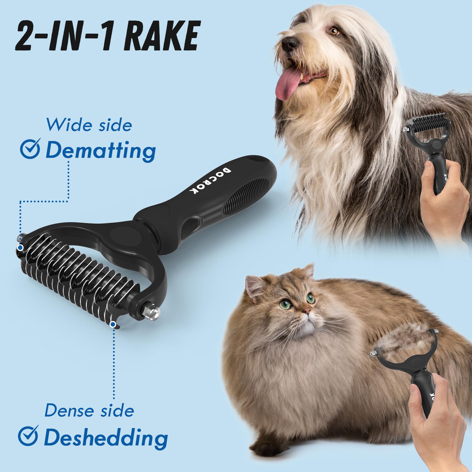 Docrok brosse démêlage poil long, réduit les nœuds.