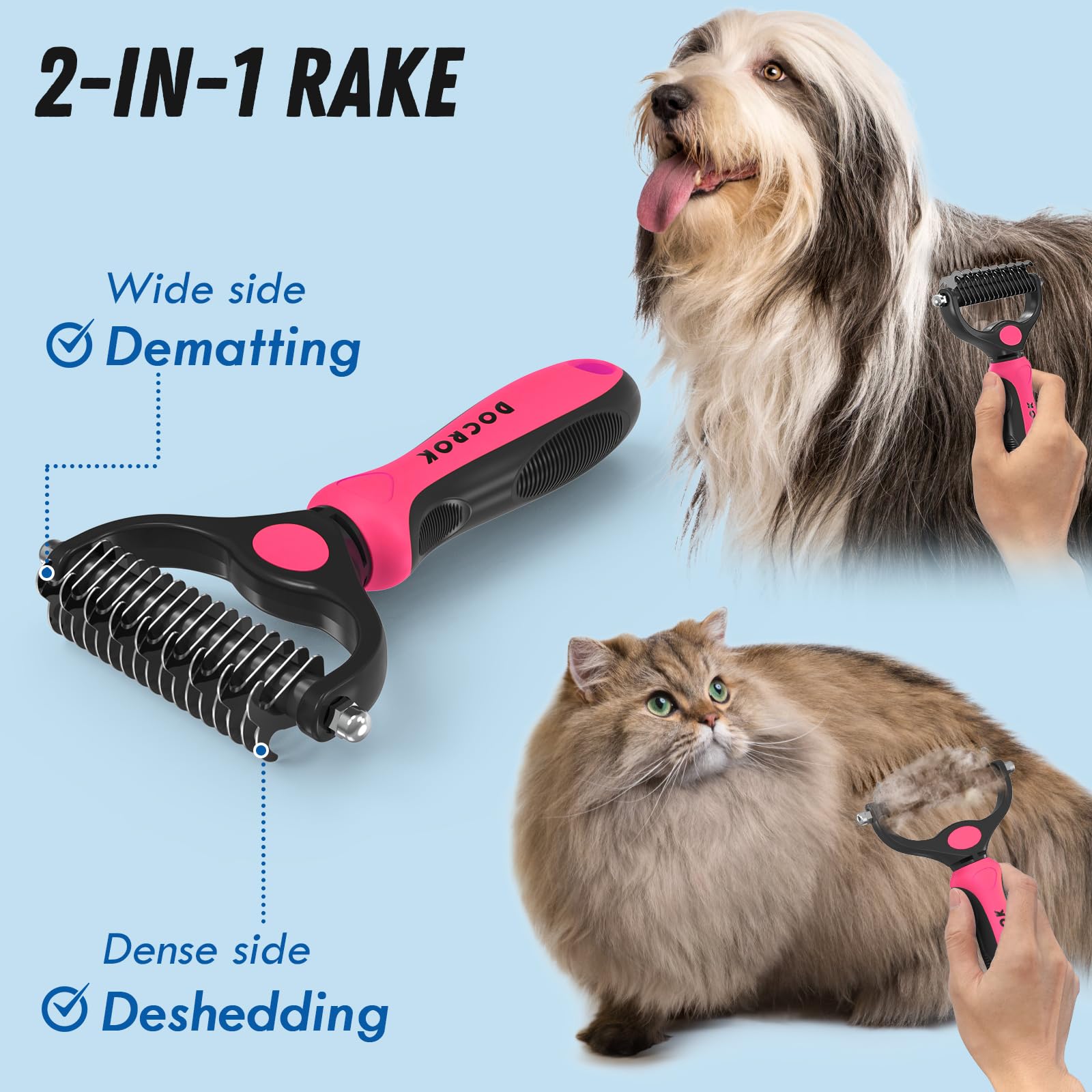Docrok peigne démêlant pour chiens et chats, utilisation précise et sans tiraillement.