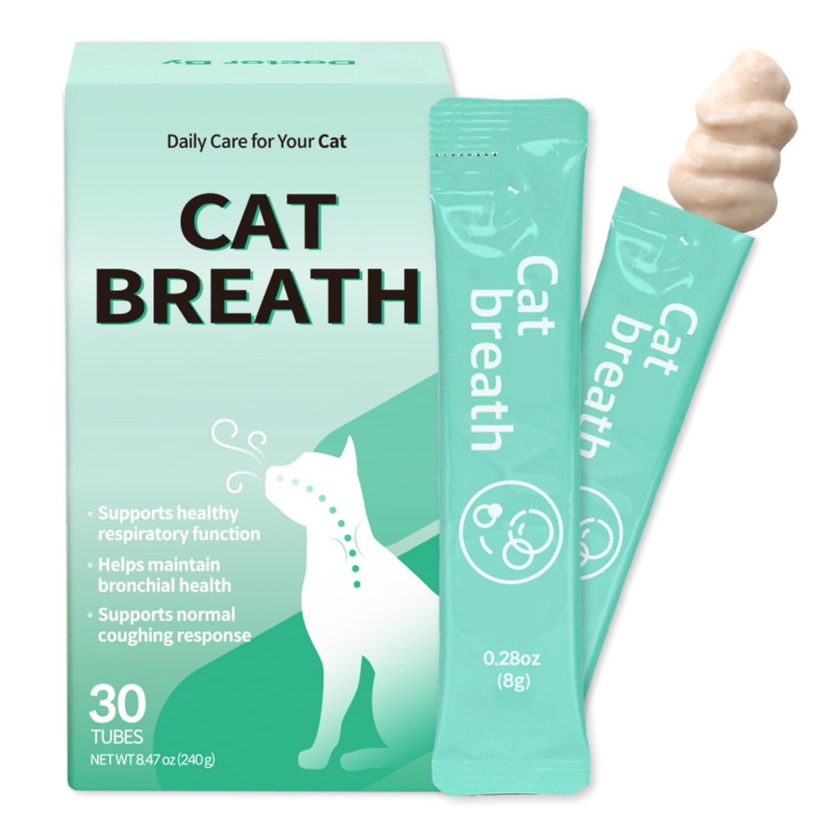 Emballage extérieur Doctor By Cat Breath, soutien respiratoire pratique pour le chat.
