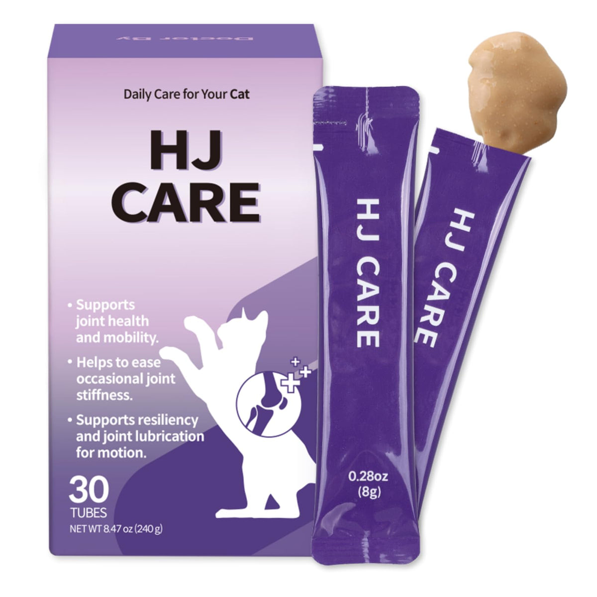 Docteur By HJ Care : cette bouteille présente le saumon pour les articulations du chat.