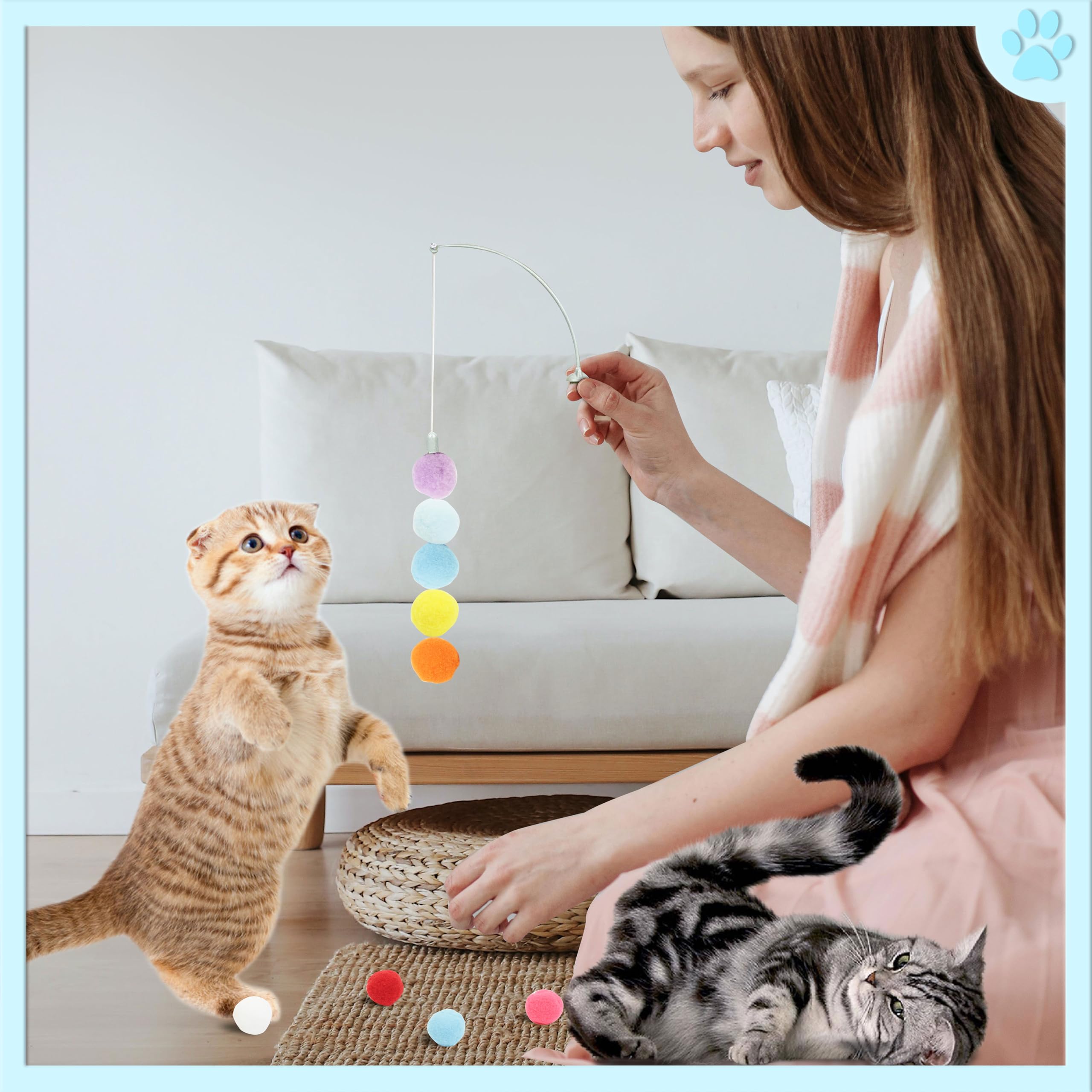DODHEG boule peluche avec pompon, expérience de jeu sûre et amicale