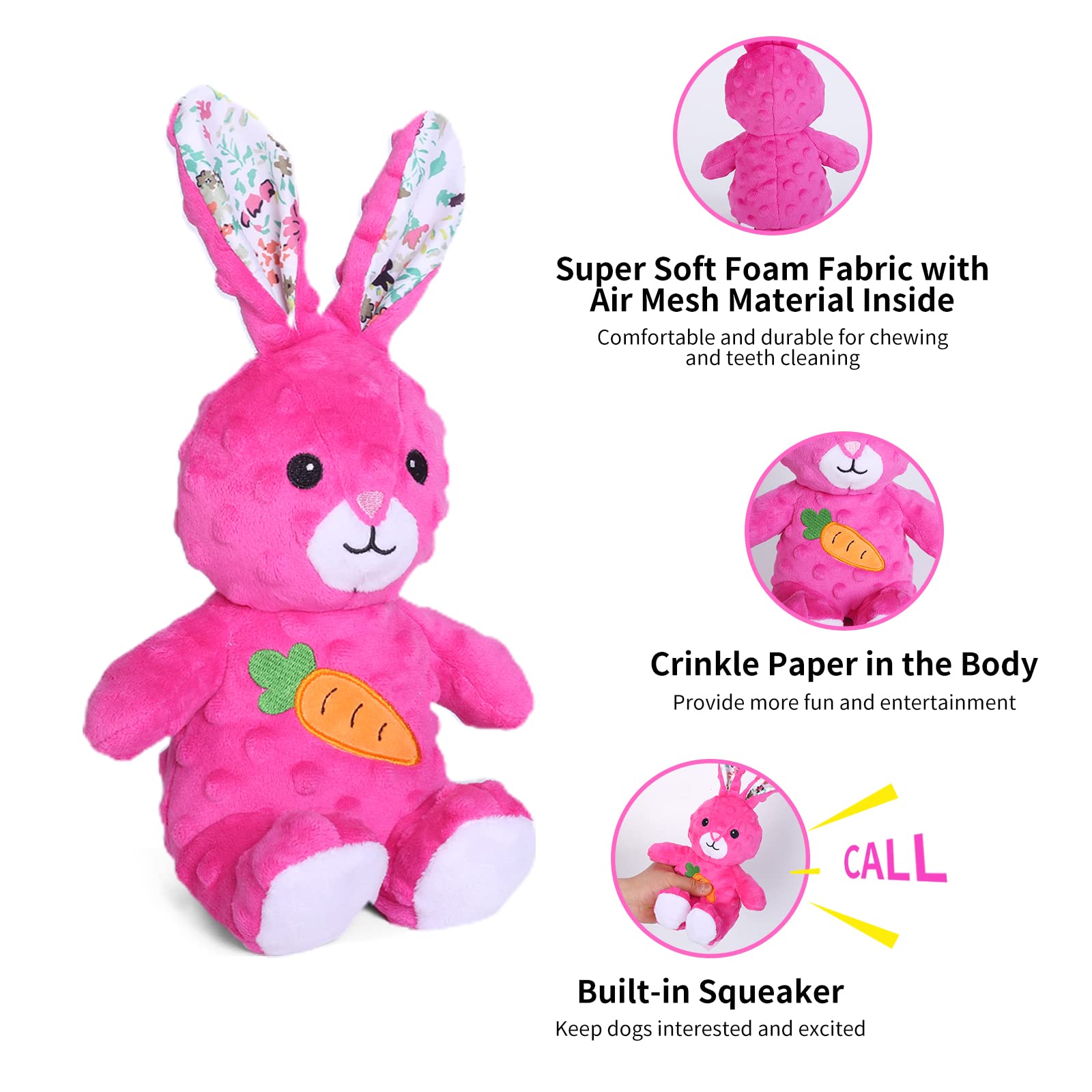 Jouet peluche DODODOLA éléphant rose, texture douce et durabilité renforcée.