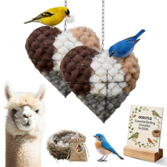 DOEUTLQ cœur-nid alpaga naturel, refuge pour oiseaux apportant chaleur et douceur.