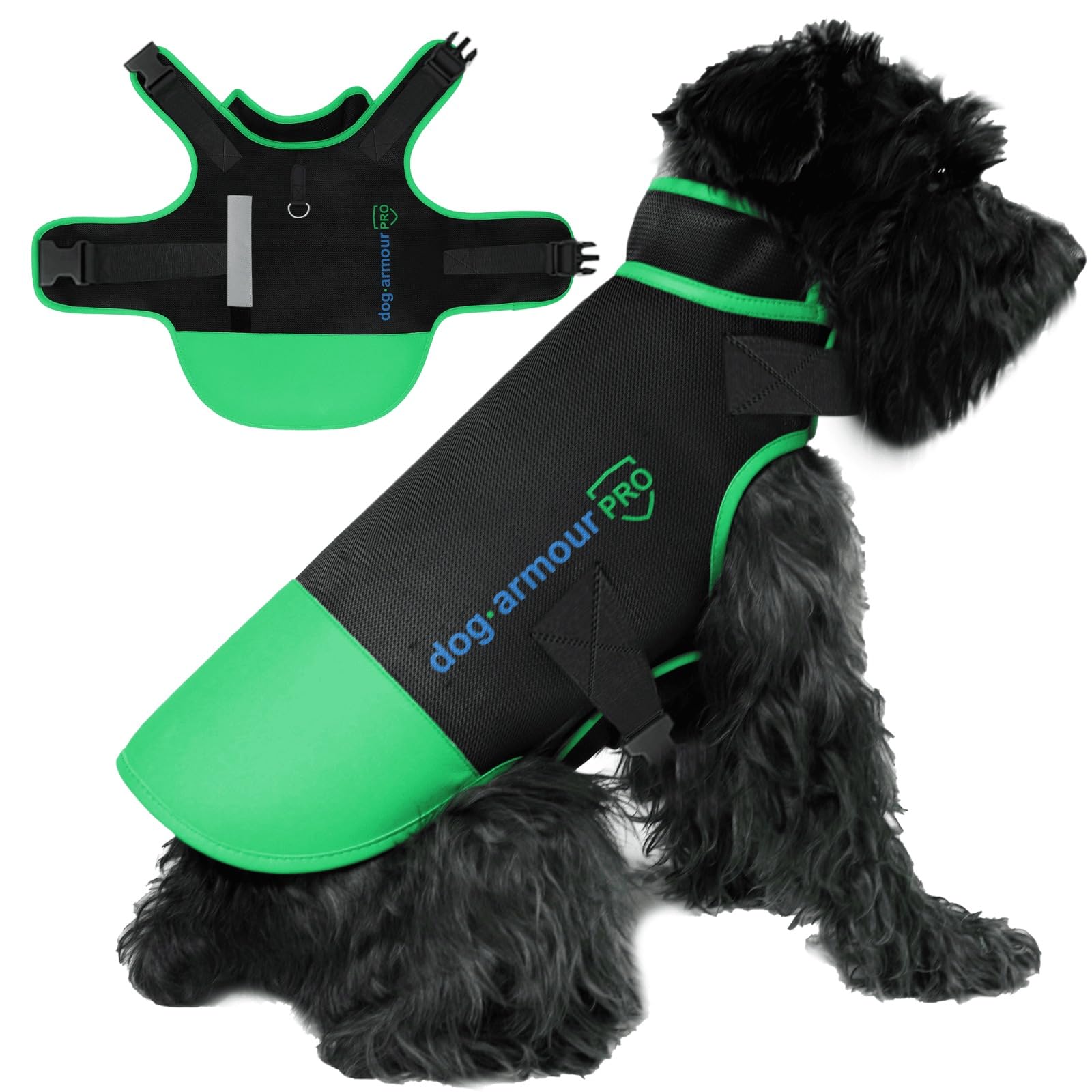 Dog armour PRO gilet protecteur pour chien, ajustable pour un maintien sûr.