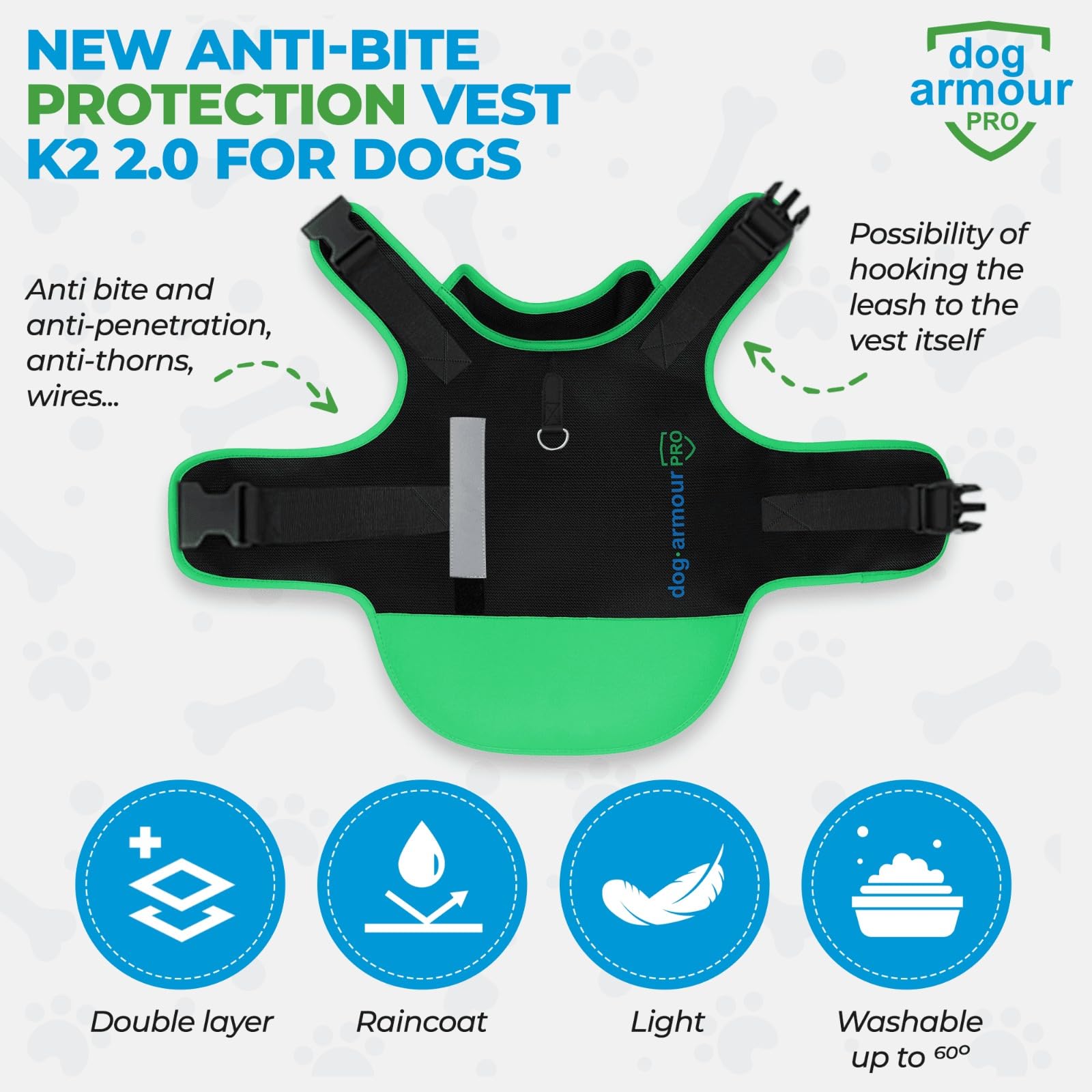 Détail Climacool du harnais Dog Armour Pro, confort respirant