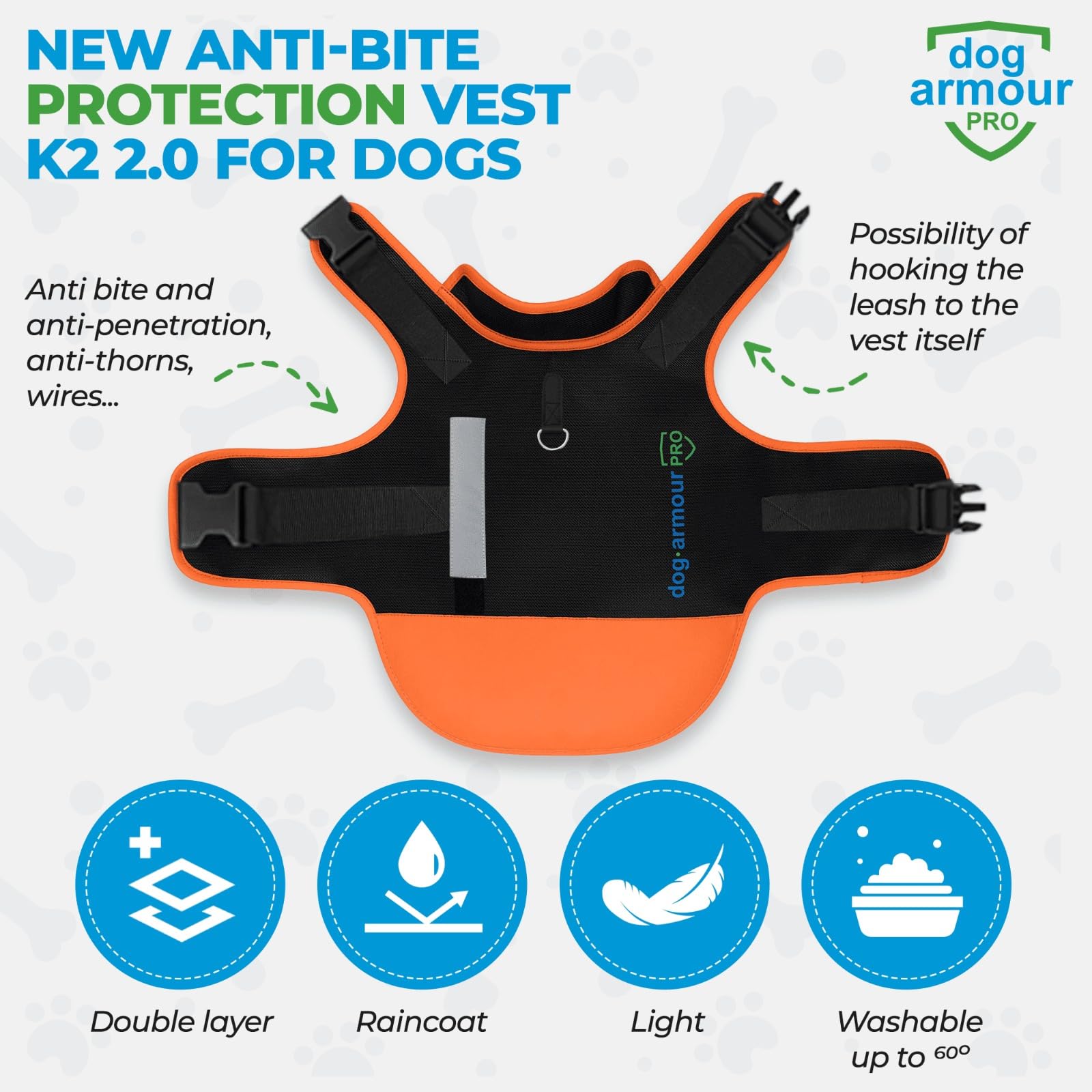 dog armour PRO tissu intérieur Climacool, respirant et sec.