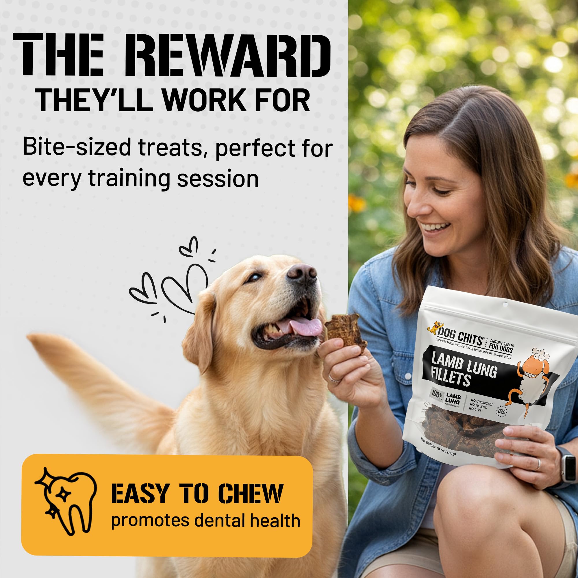 Dog Chits en-cas sain poumon d'agneau, récompense idéale pour l'entraînement.