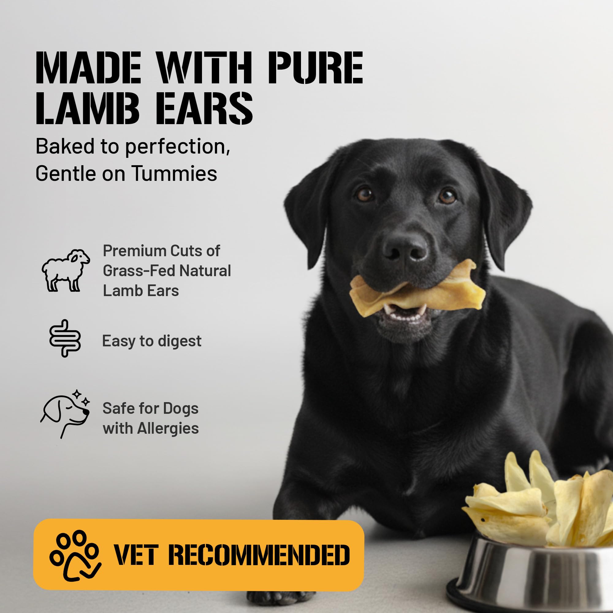 Dog Chits oreilles d’agneau, faible teneur en gras pour une collation équilibrée.