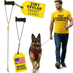 Dog Farther: laisse kevlar avec poignee auto-equilibree pour plus de controle