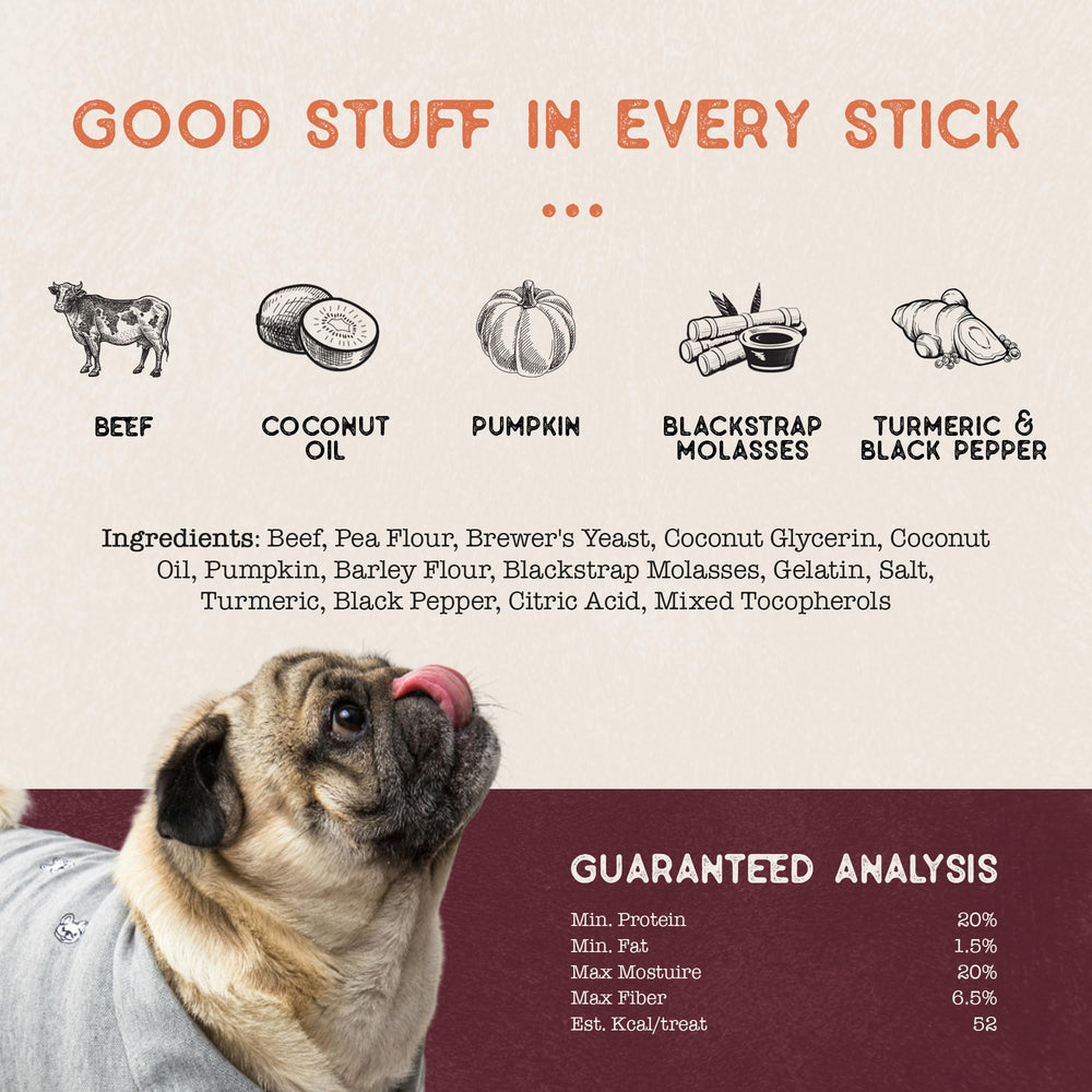 Dog Treat Naturals Superfood Sticks texture croquante apprciee par les chiens pendant les pauses