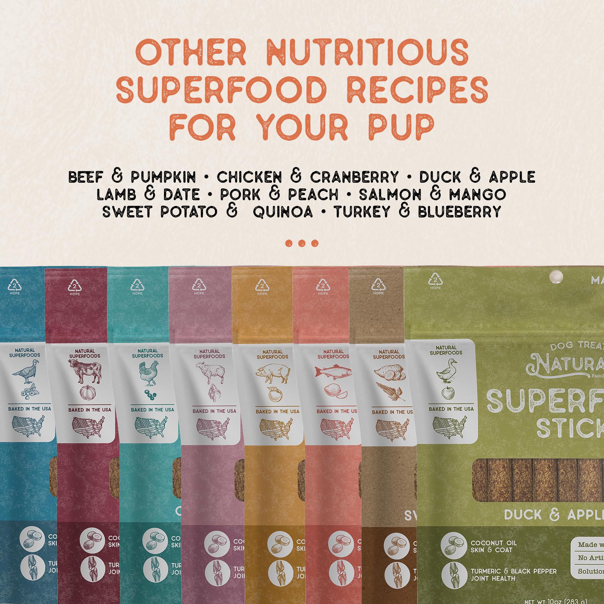 Dog Treat Naturals Canard et Pomme, sans colorants ni arômes artificiels.