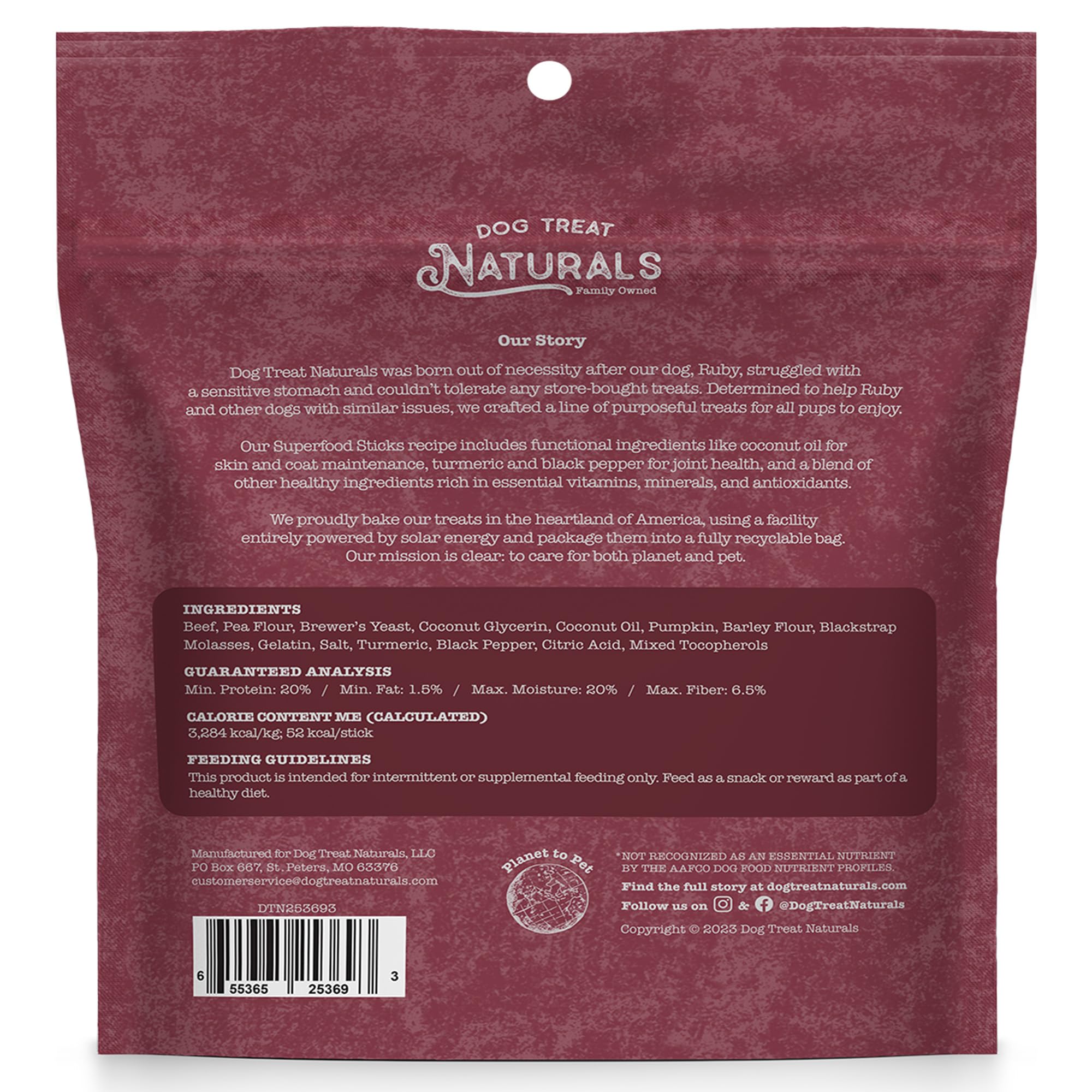 Dog Treat Naturals Superfood Sticks bœuf certifie USDA, goût savoureux et satisfaction lors de l'entraînement