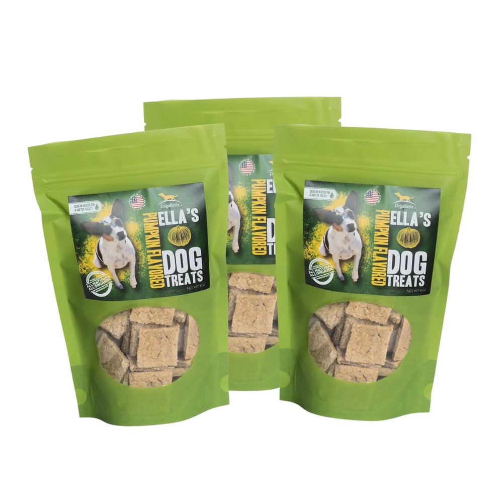 Friandises DogaBetix Ella pour chiens, emballage citrouille, attrayant et naturel.