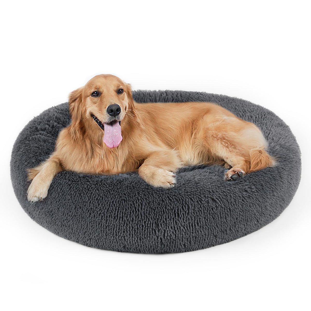 DogBaby lit anneau en peluche gris – cocon douillet pour chien.
