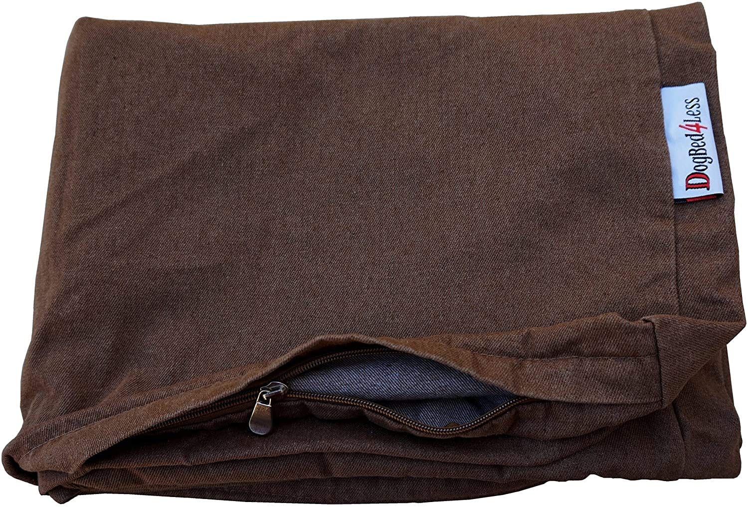 Housse Dogbed4less denim chocolat, extérieur durable pour le confort quotidien.