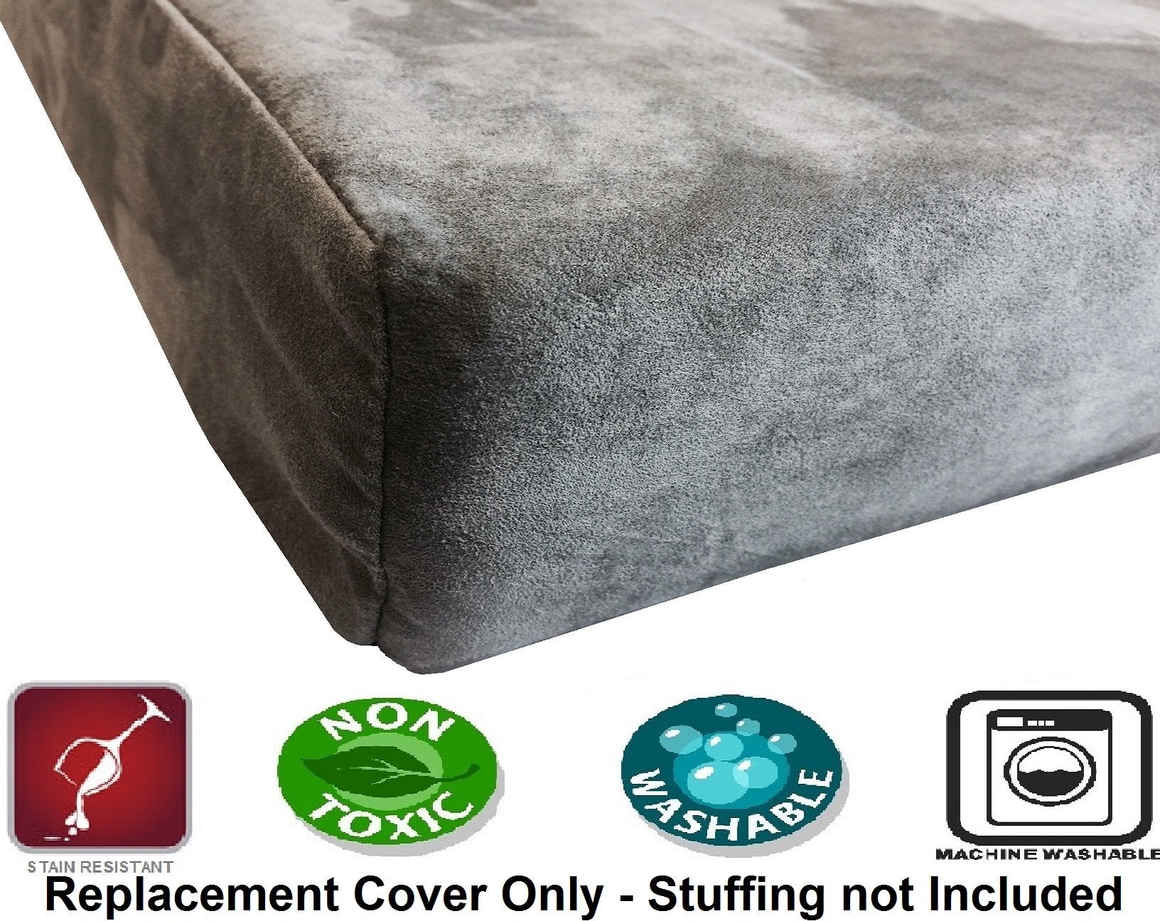 Tissu microfibre polyester gris Dogbed4less, facile a entretenir et resistant aux taches.