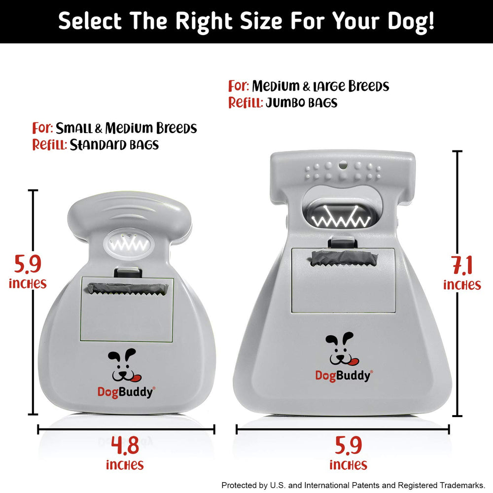 DogBuddy Pooper Scooper en deux tailles pour chiens petits et grands.