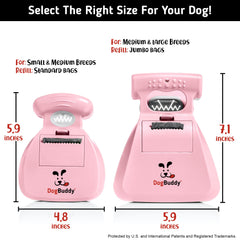 DogBuddy ramasse-crotte avec deux tailles pour chiens variés.