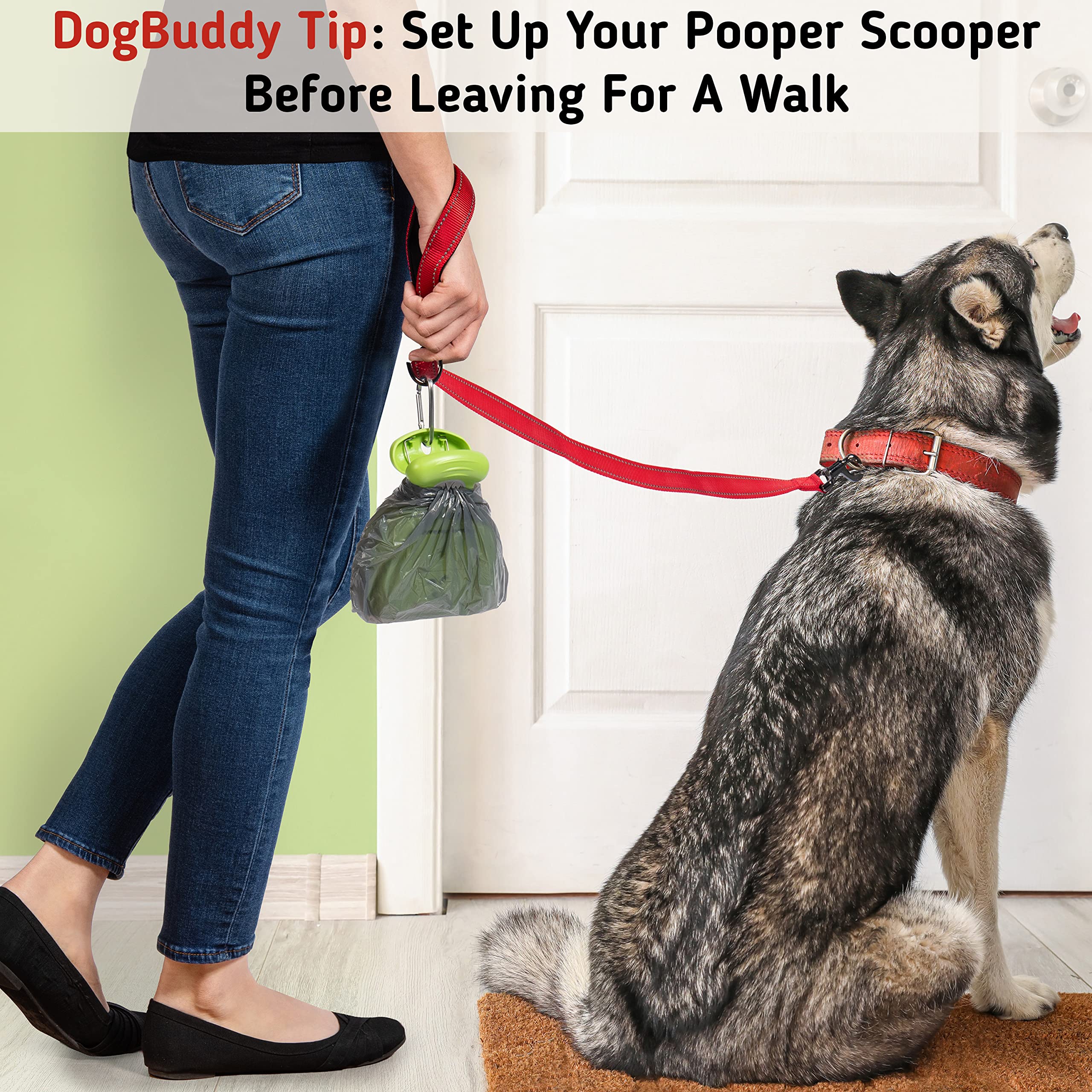 DogBuddy sacs intégrés facilitent le remplacement rapide des sacs.