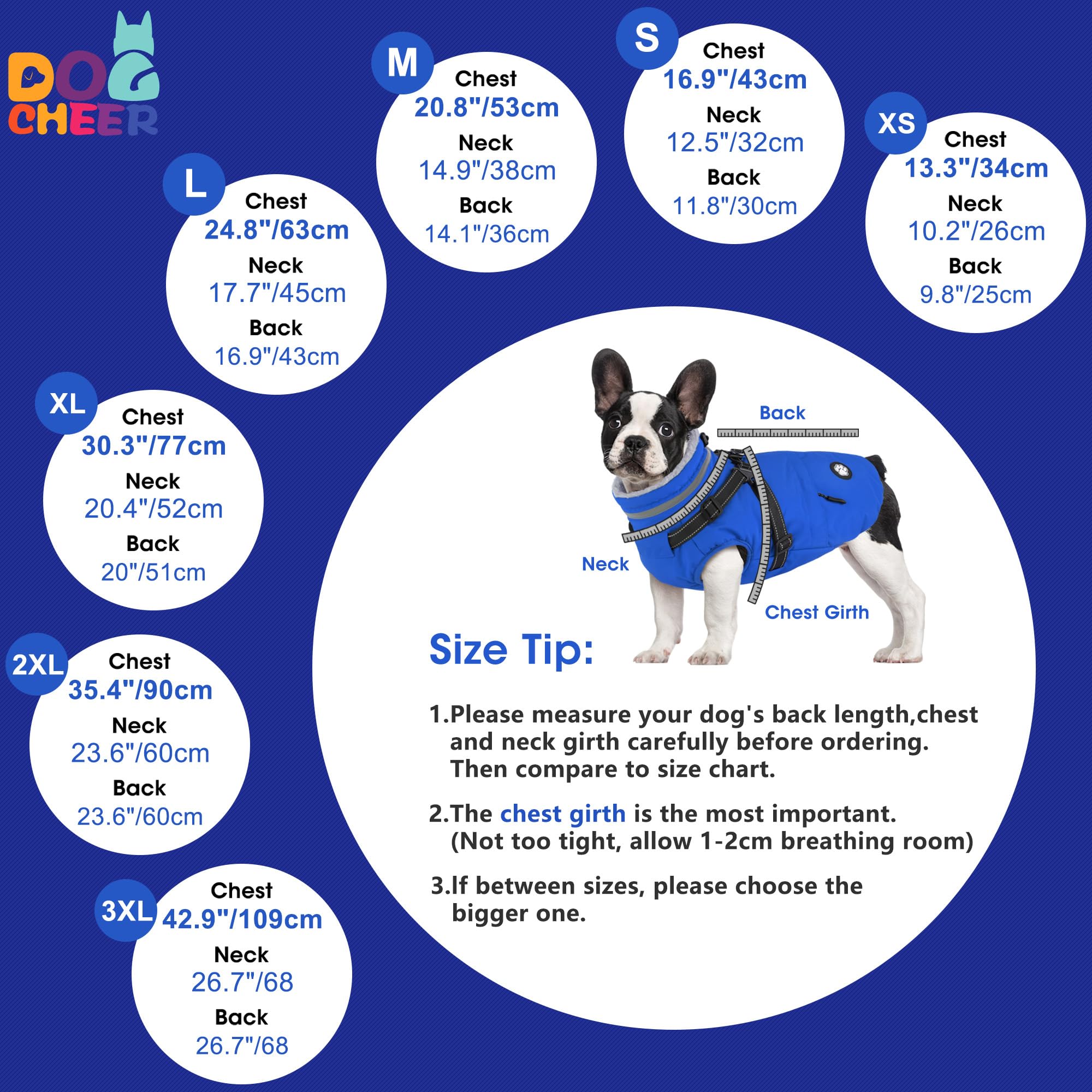Bandes réfléchissantes sur le manteau Dogcheer améliorant la visibilité.