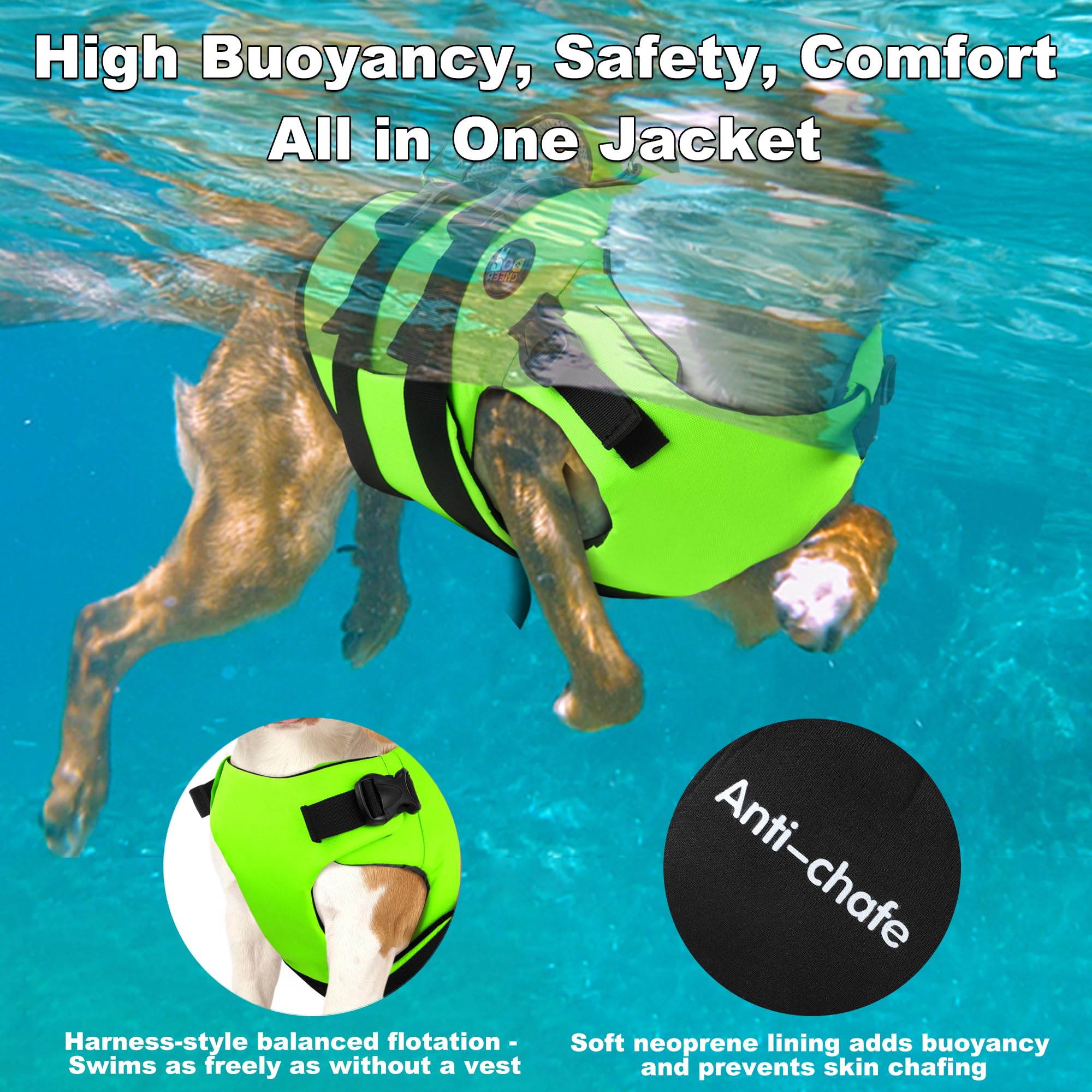 Dogcheer gilet sauvetage chien doublure néoprène contact agréable.