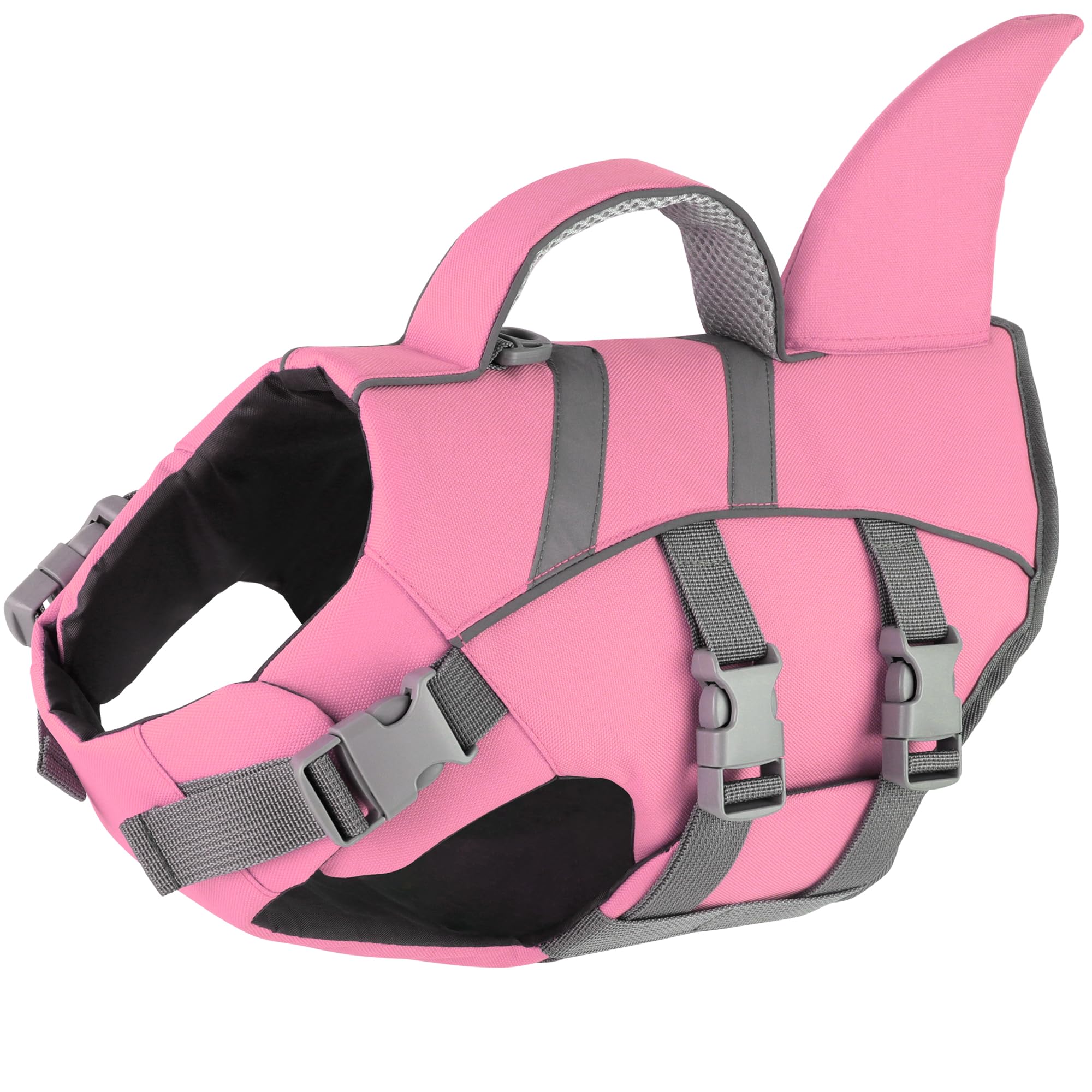 Dogcheer gilet de sauvetage chien, design fin-requin, visibilité accrue en eau.