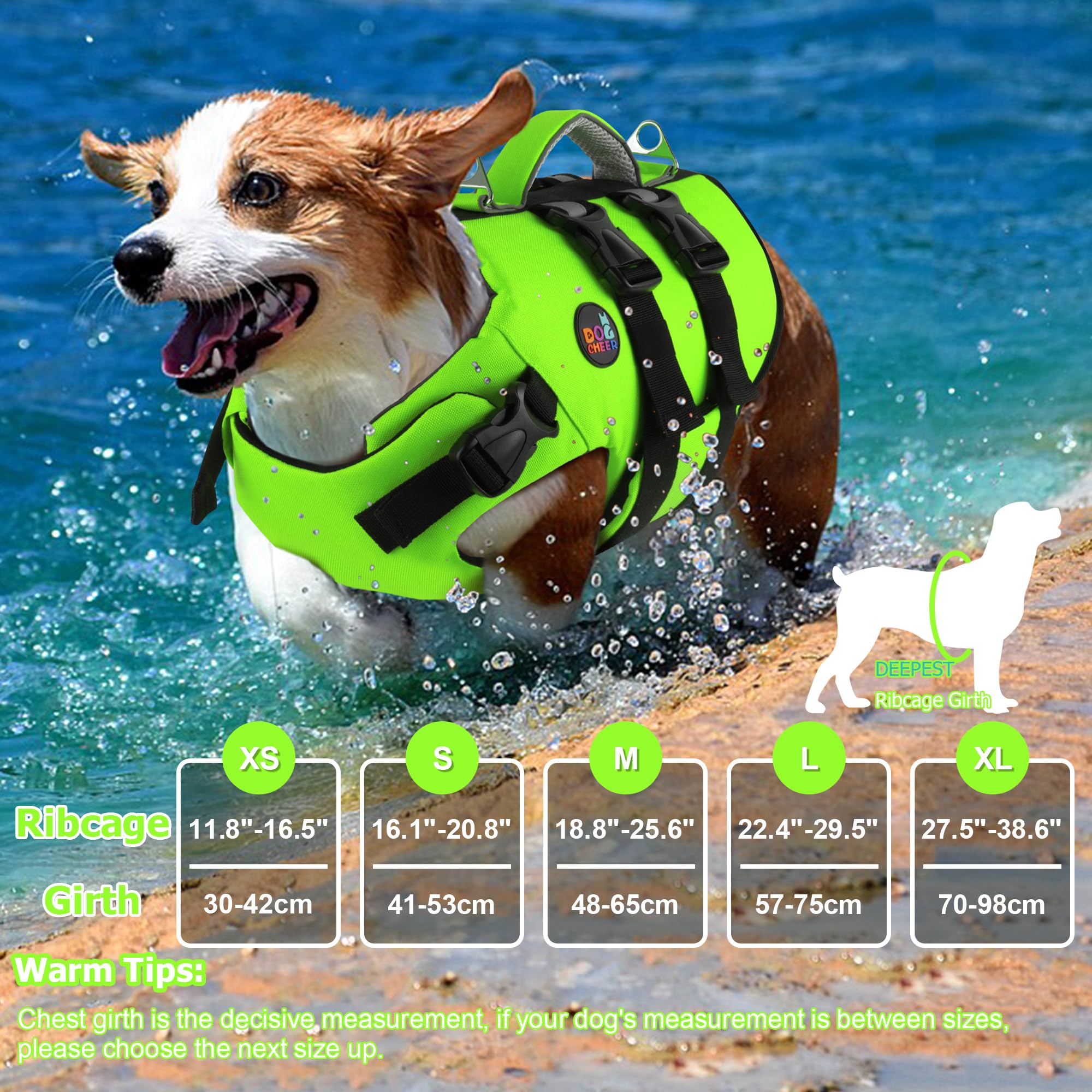 Dogcheer gilet sauvetage chien harnais ajustable assure un ajustement confortable.