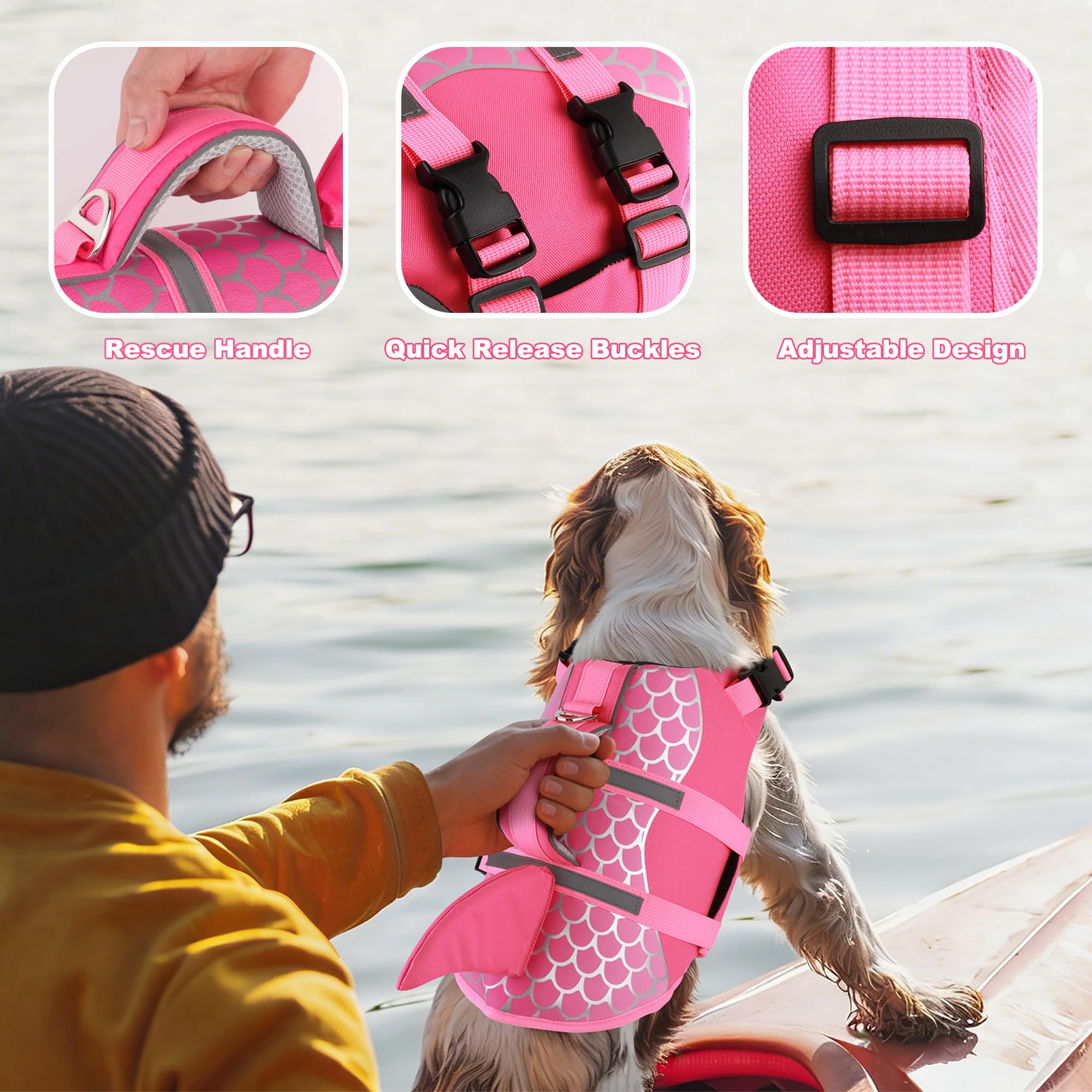 Dogcheer gilet chien: poignée de sauvetage pour relever rapidement hors de l'eau.