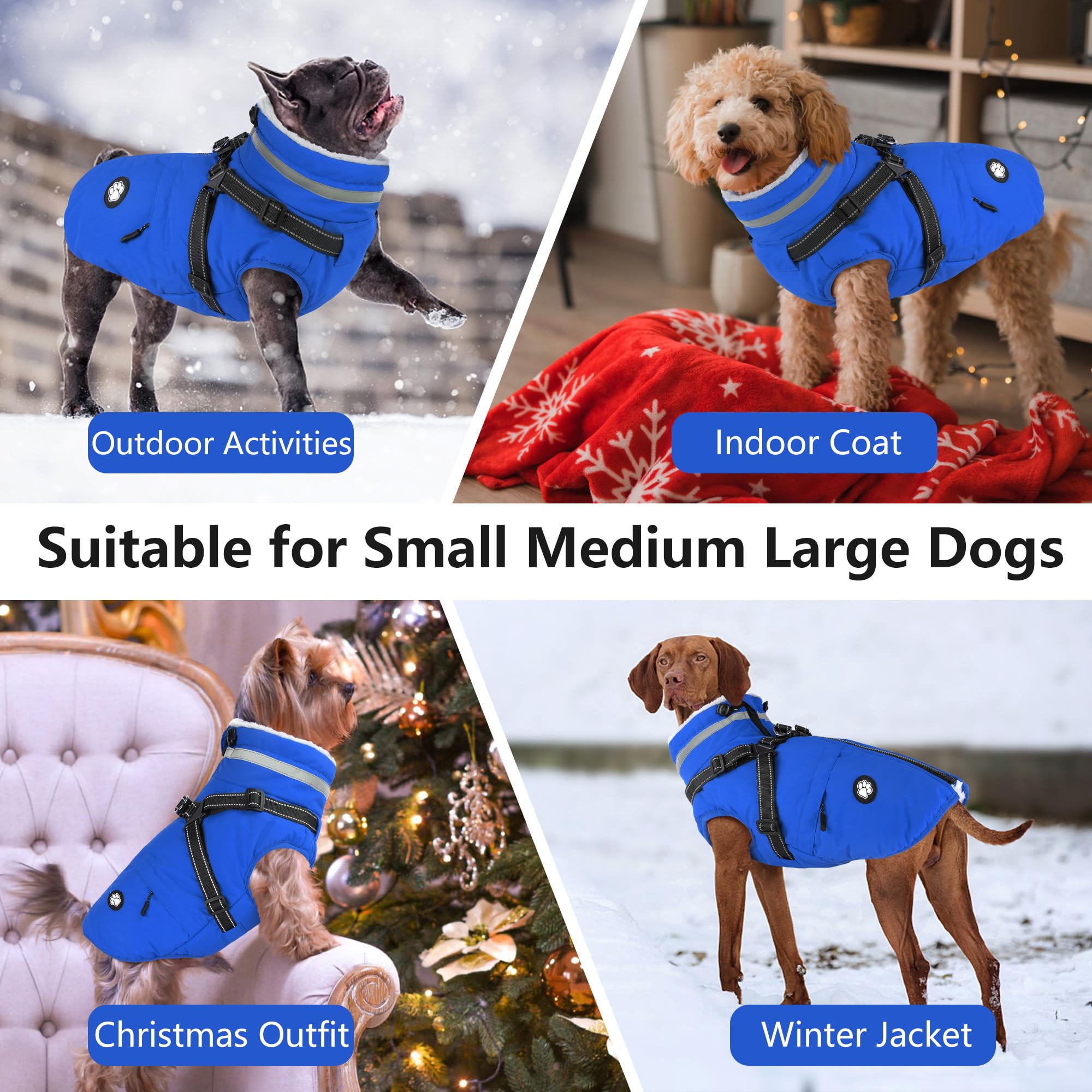 Guide des tailles Dogcheer pour manteau chien bleu XL.