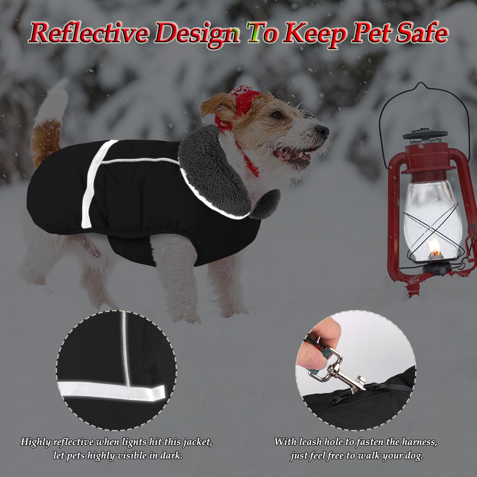 Dogcheer manteau chien imperméable noir, texture du tissu extérieur résistante