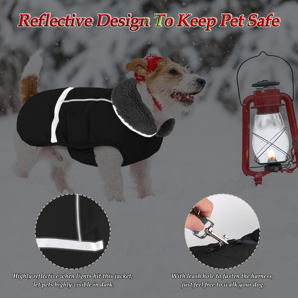 Dogcheer manteau chien imperméable noir, texture du tissu extérieur résistante