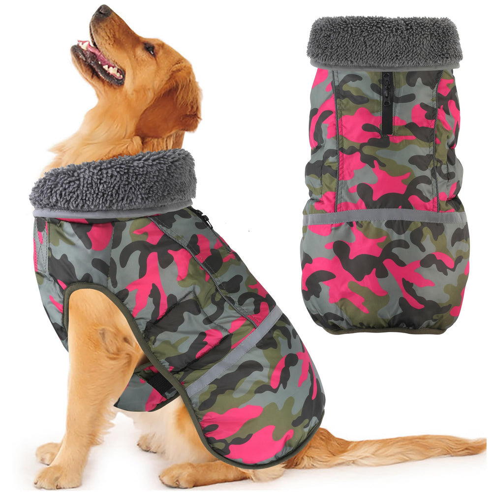 Dogcheer manteau hivernal pour chien imperméable camo-pink, garde votre chien au sec
