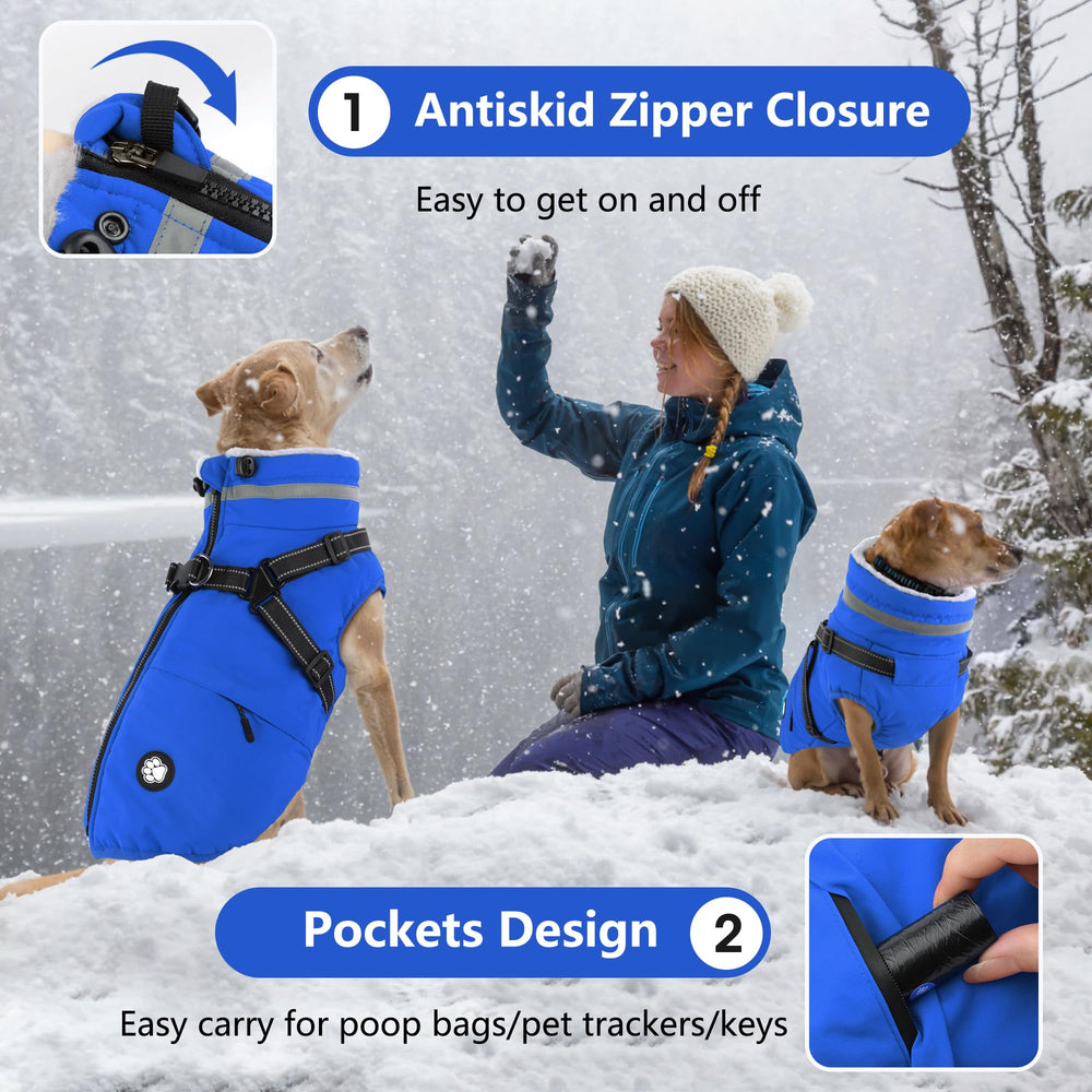 Poches zippées arrières du manteau Dogcheer pour ranger sacs et clés.