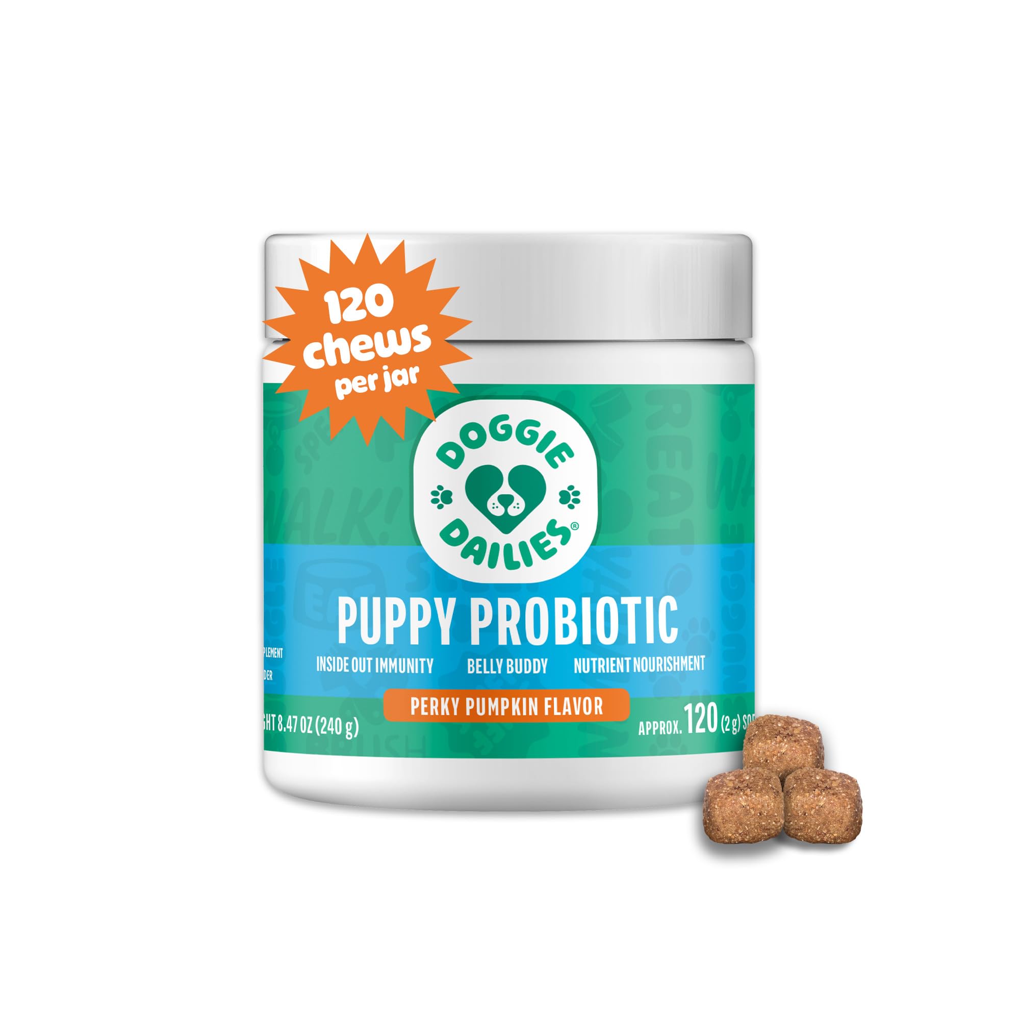 Doggie Dailies Probiotiques chiots – bouteille facile à utiliser pour la digestion.