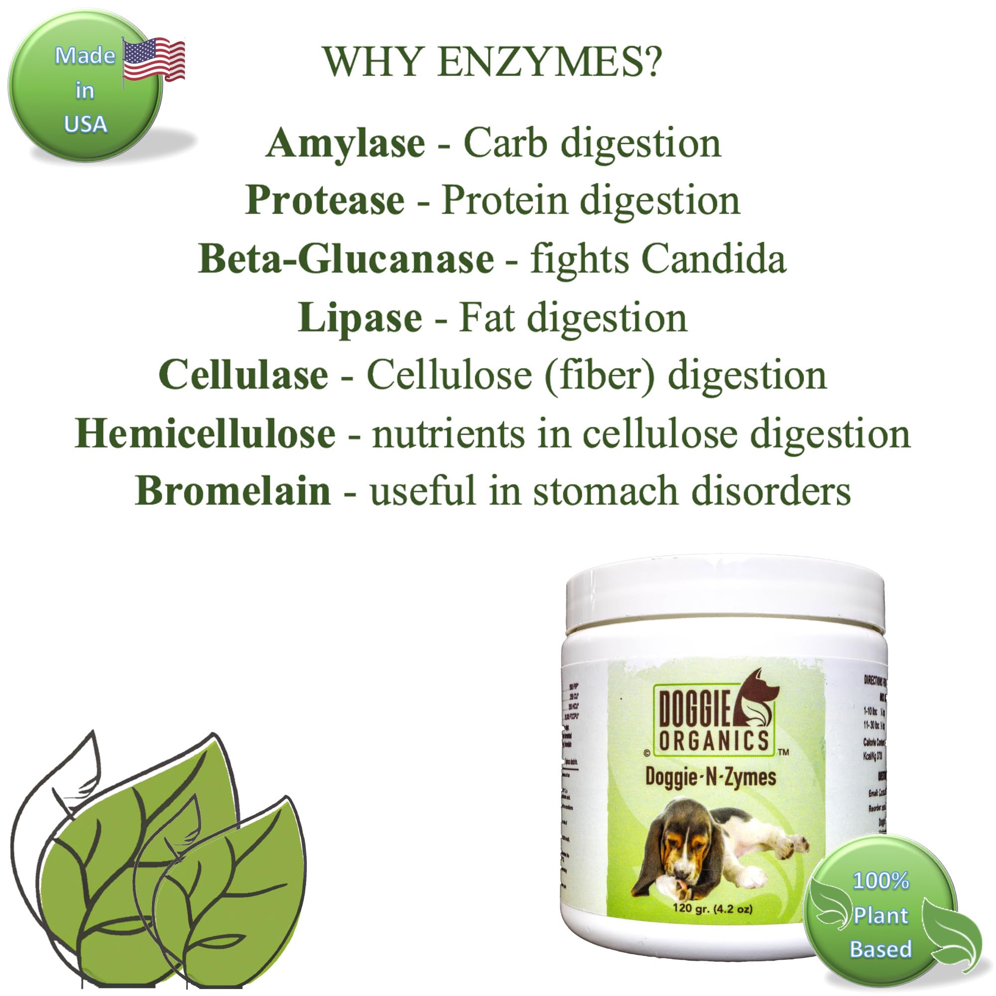 Doggie-N-Zymes: haleine plus fraîche et moins de gaz après le repas.