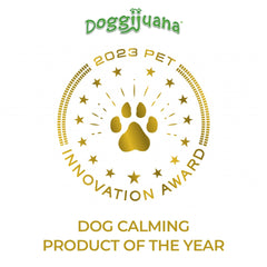 Emballage Doggijuana recyclable, bouteille durable adaptée aux recharges.