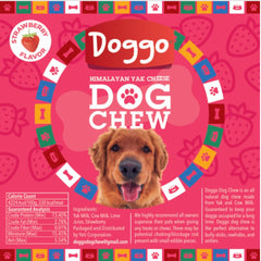 Doggo Dog Chew – arôme fraise qui plaît au chien et stimule l'envie de mastiquer.