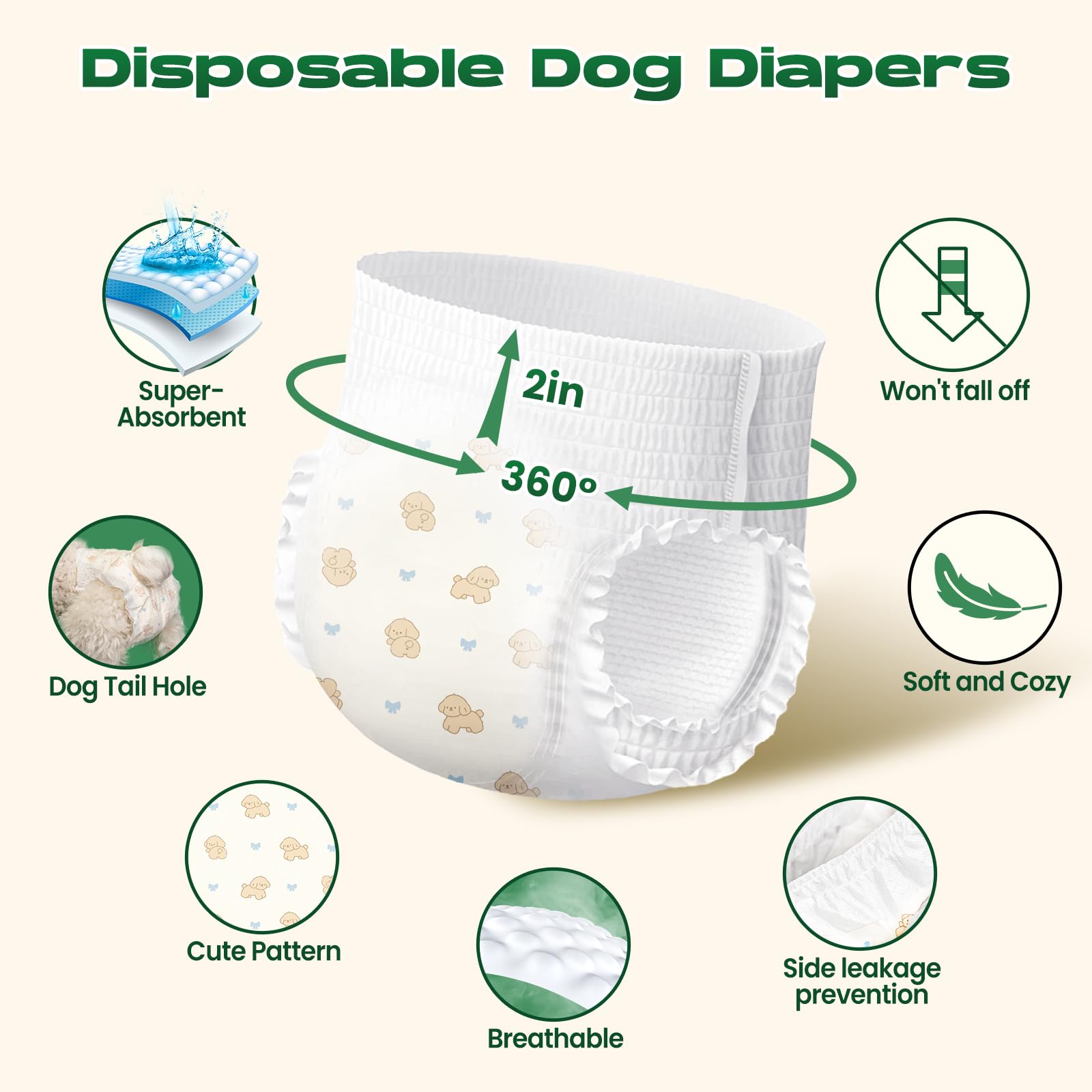 Doggo Doug – pack de dix protections jetables pour petites chiennes.