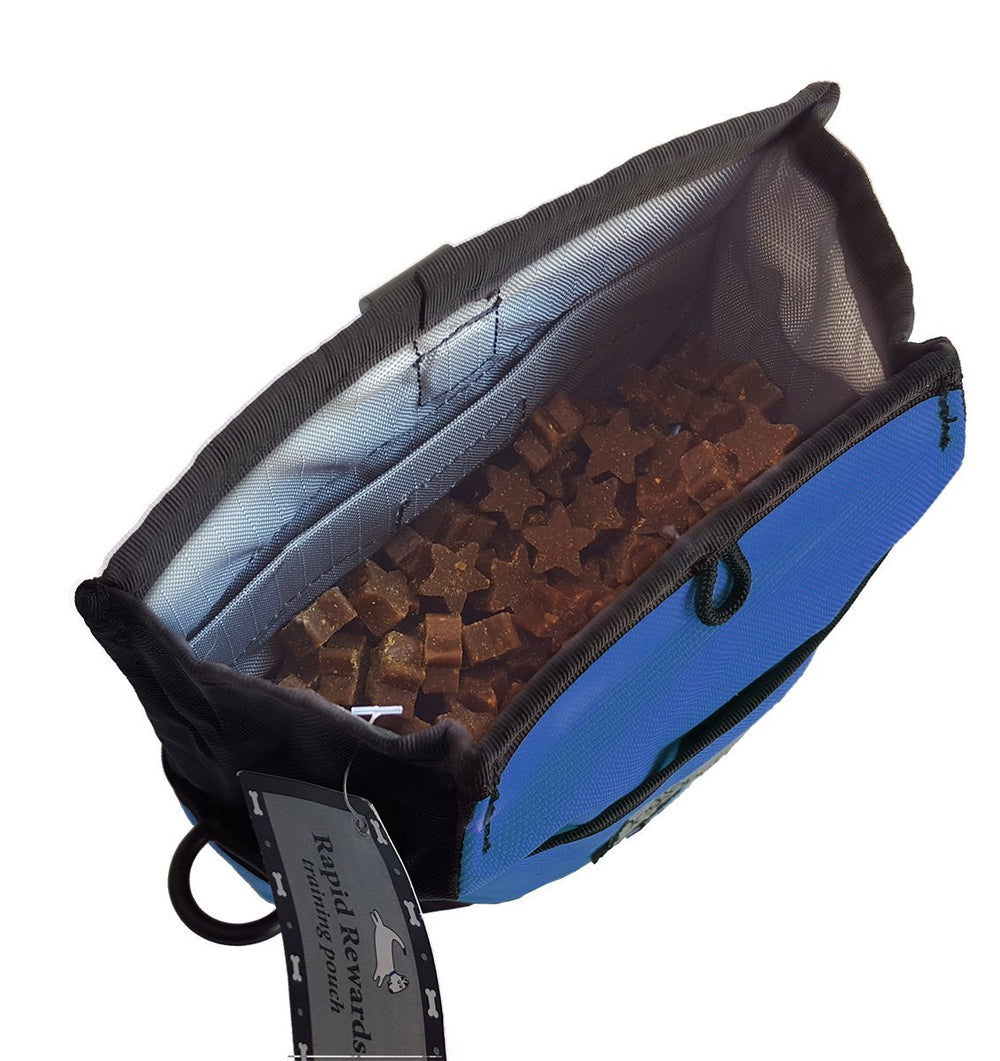 Doggone Good Pochette Rapid Reward montre le grand compartiment principal avec doublure grise.