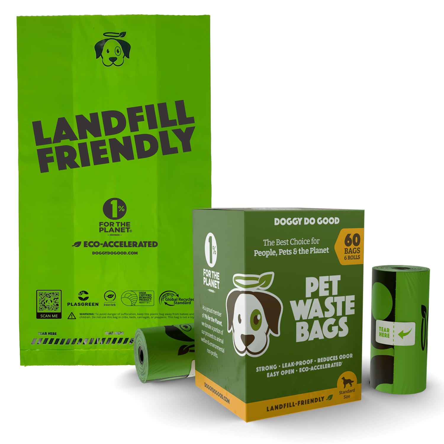 Sacs Doggy Do Good 60 sachets, pratique pour les promenades propres.