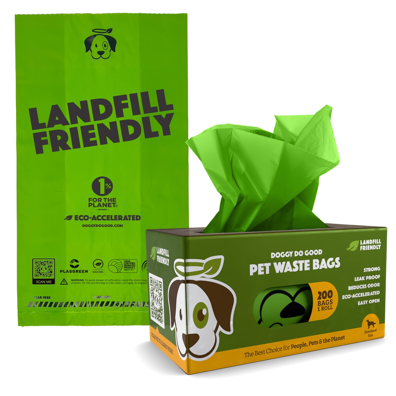 Doggy Do Good sacs-dechets-chiens-emballage, solution écologique pour promenades propres.