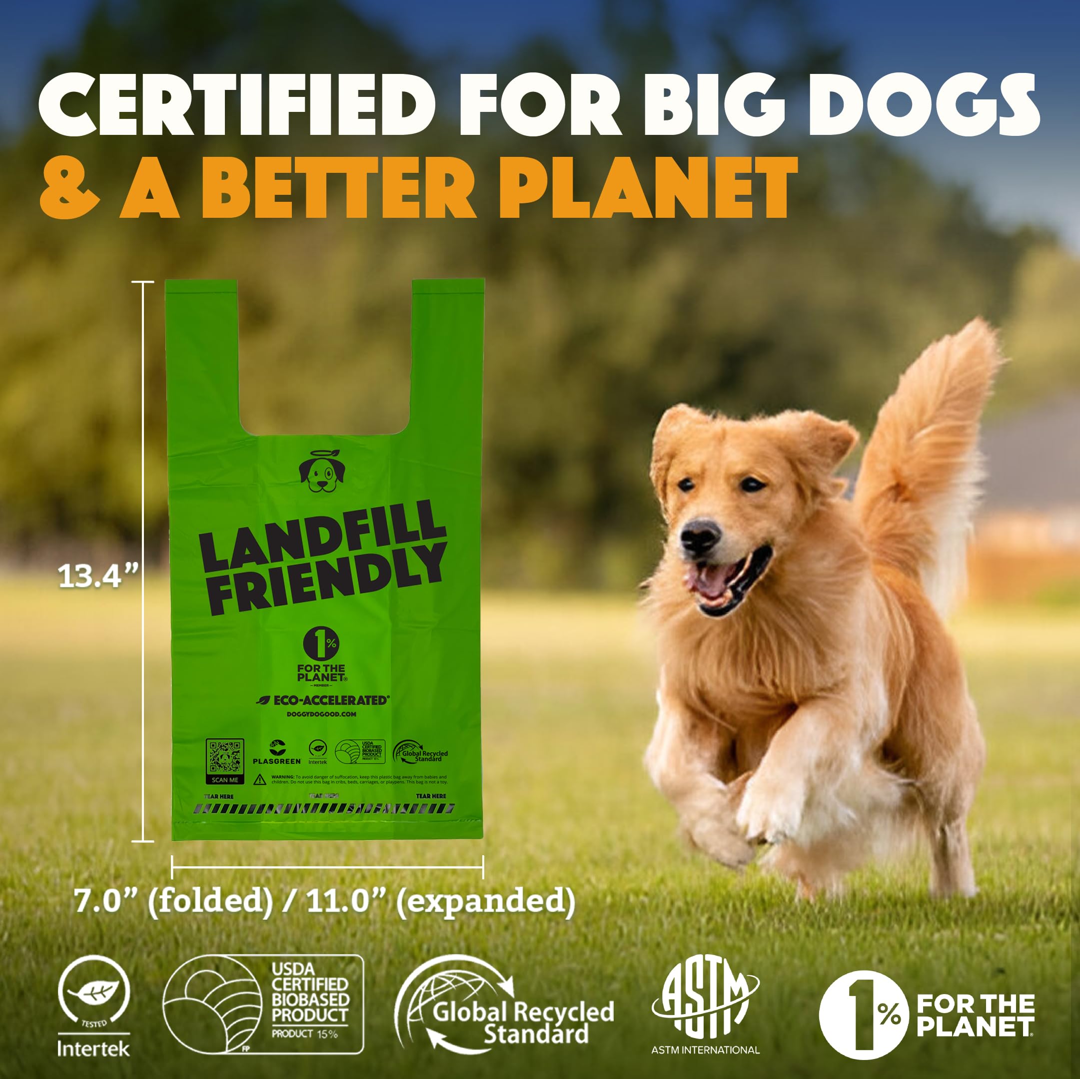 Sacs Doggy Do Good 180 sacs avec poignées pratiques, emportables.